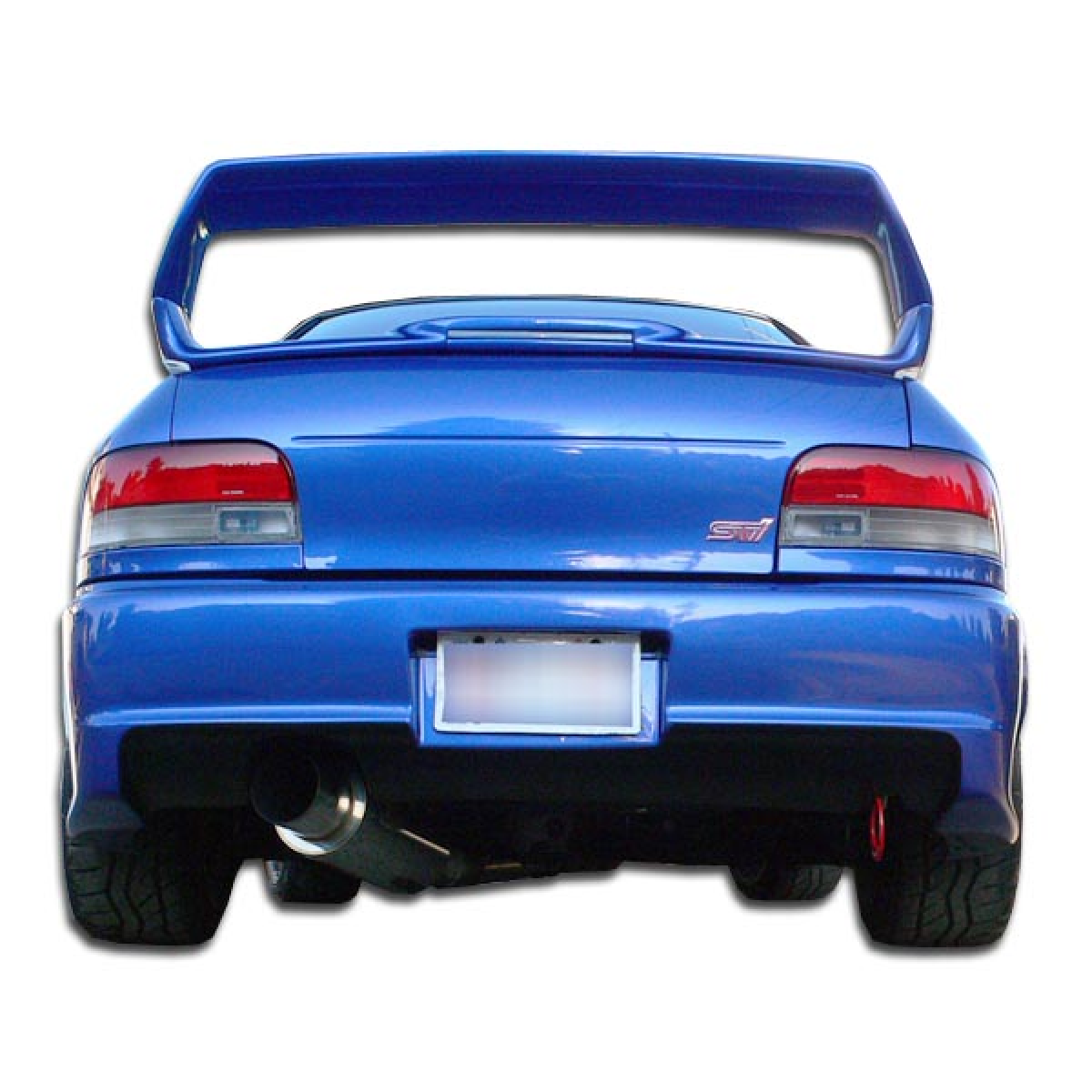 Modify your Subaru Impreza 1993 with our Exterior/Rear Bumpers - Rear view at a slight upward angle
