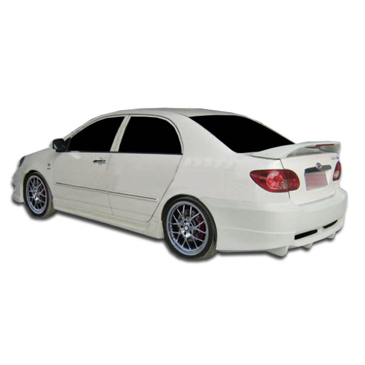 Modify your Toyota Corolla 2003 with our Exterior/Complete Body Kits - The vehicle is shown from a rear three quarter angle