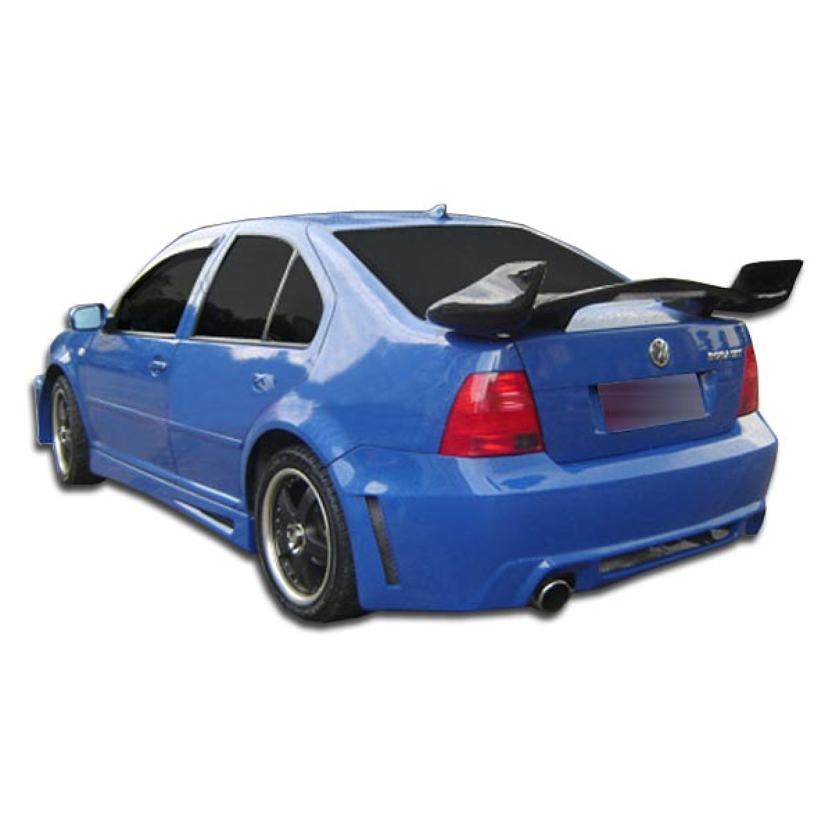 Modify your Volkswagen Jetta 1999 with our Exterior/Complete Body Kits - Rear angle view of a blue Volkswagen Jetta