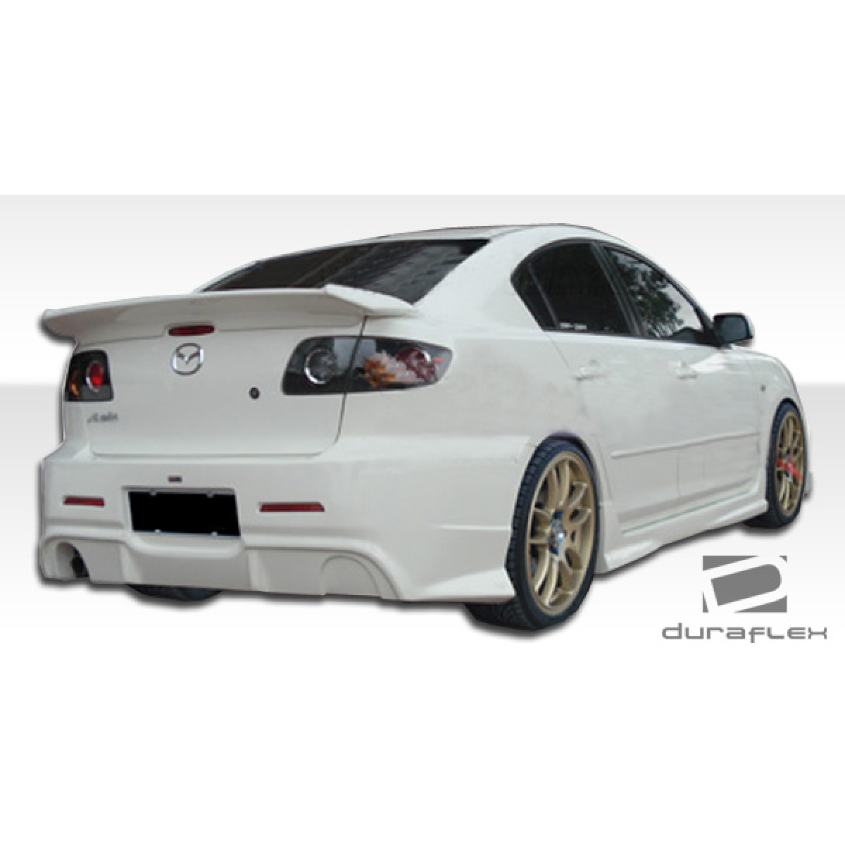Modify your Mazda 3 2004 with our Exterior/Complete Body Kits - Rear angle view of the Mazda 3 with body kit