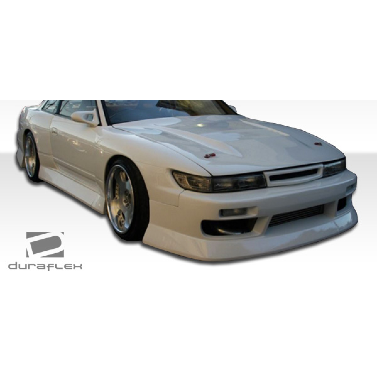 Modify your Nissan Silvia 1989 with our Exterior/Front Bumpers or Lips - Front angle view of Nissan Silvia S13 vehicle part