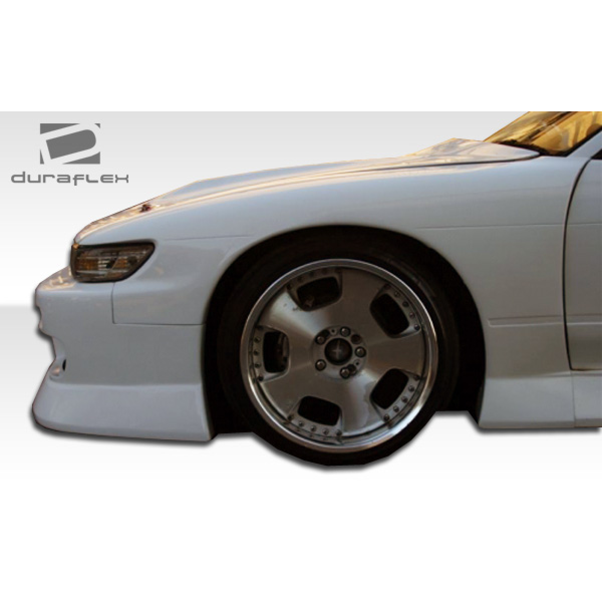 Modify your Nissan Silvia 1989 with our Exterior/Fenders - Side angle view of fender and wheel