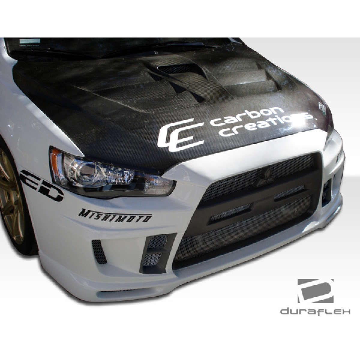 Modify your Mitsubishi Evolution 2008 with our Exterior/Front Bumpers or Lips - Front view angle of bumper on Mitsubishi Evolution