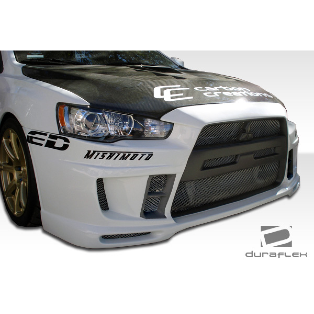 Modify your Mitsubishi Evolution 2008 with our Exterior/Front Bumpers or Lips - Front view angle of the vehicle part