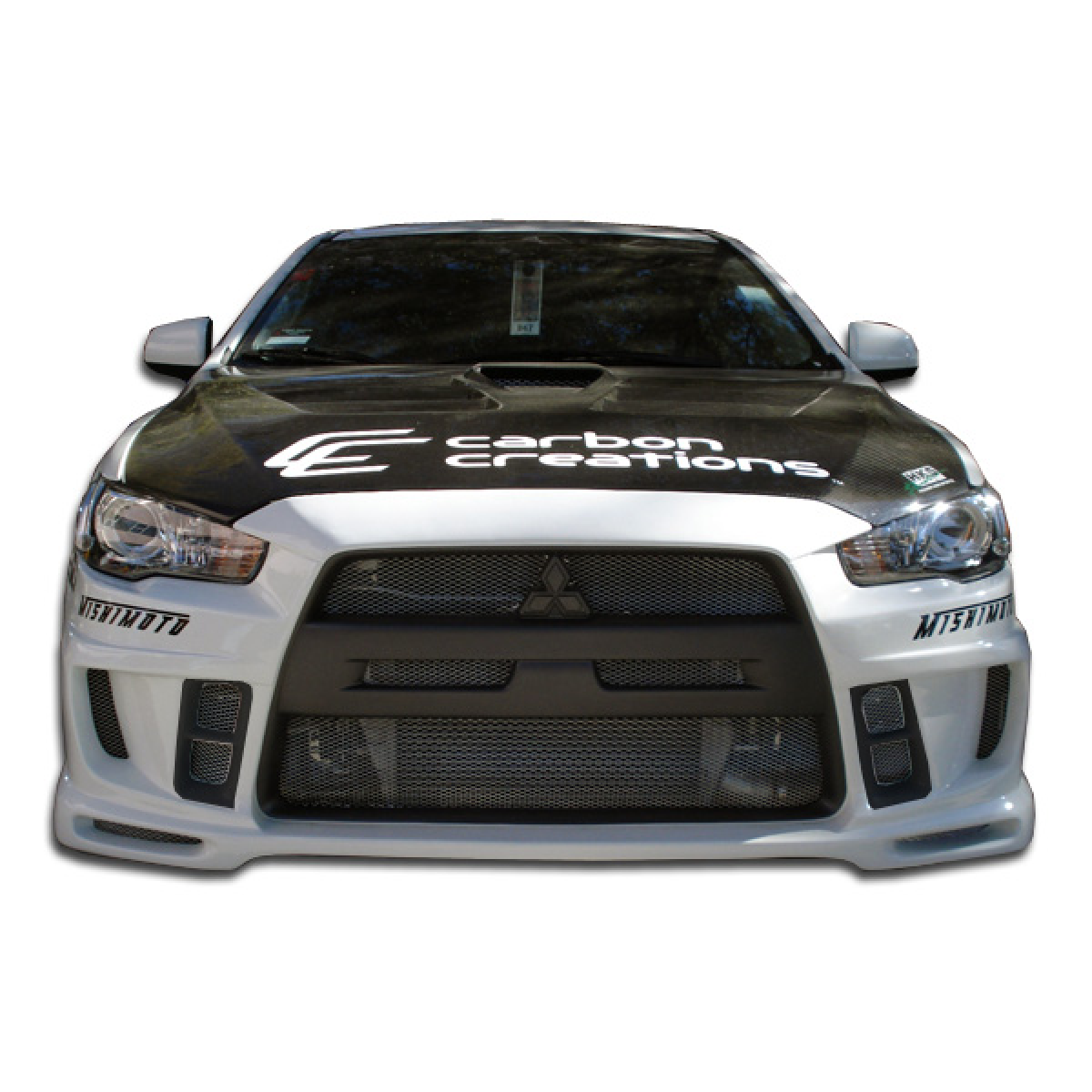 Modify your Mitsubishi Evolution 2008 with our Exterior/Front Bumpers or Lips - Front view of the vehicle at eye level