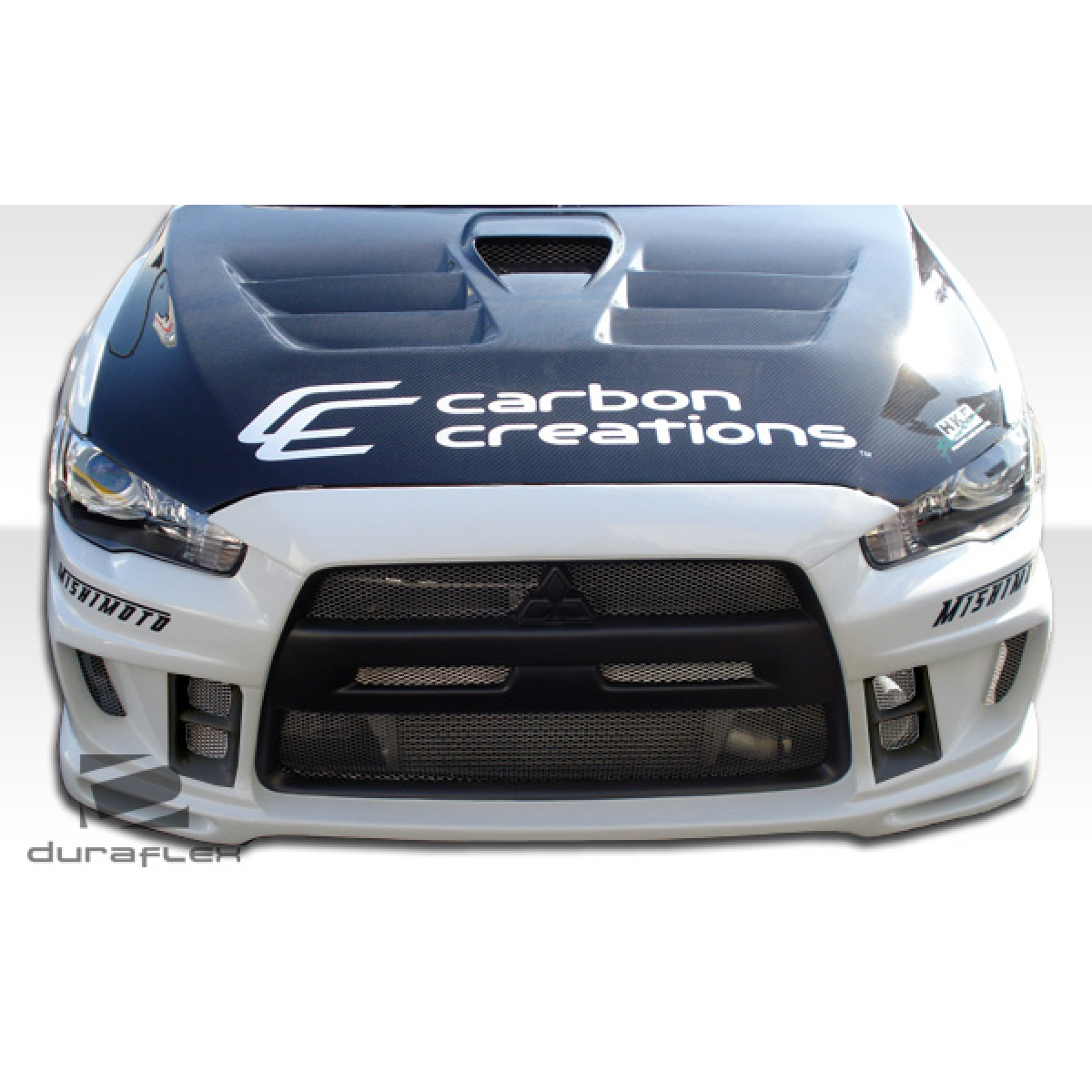 Modify your Mitsubishi Evolution 2008 with our Exterior/Front Bumpers or Lips - Frontal view of a Mitsubishi Evolution vehicle