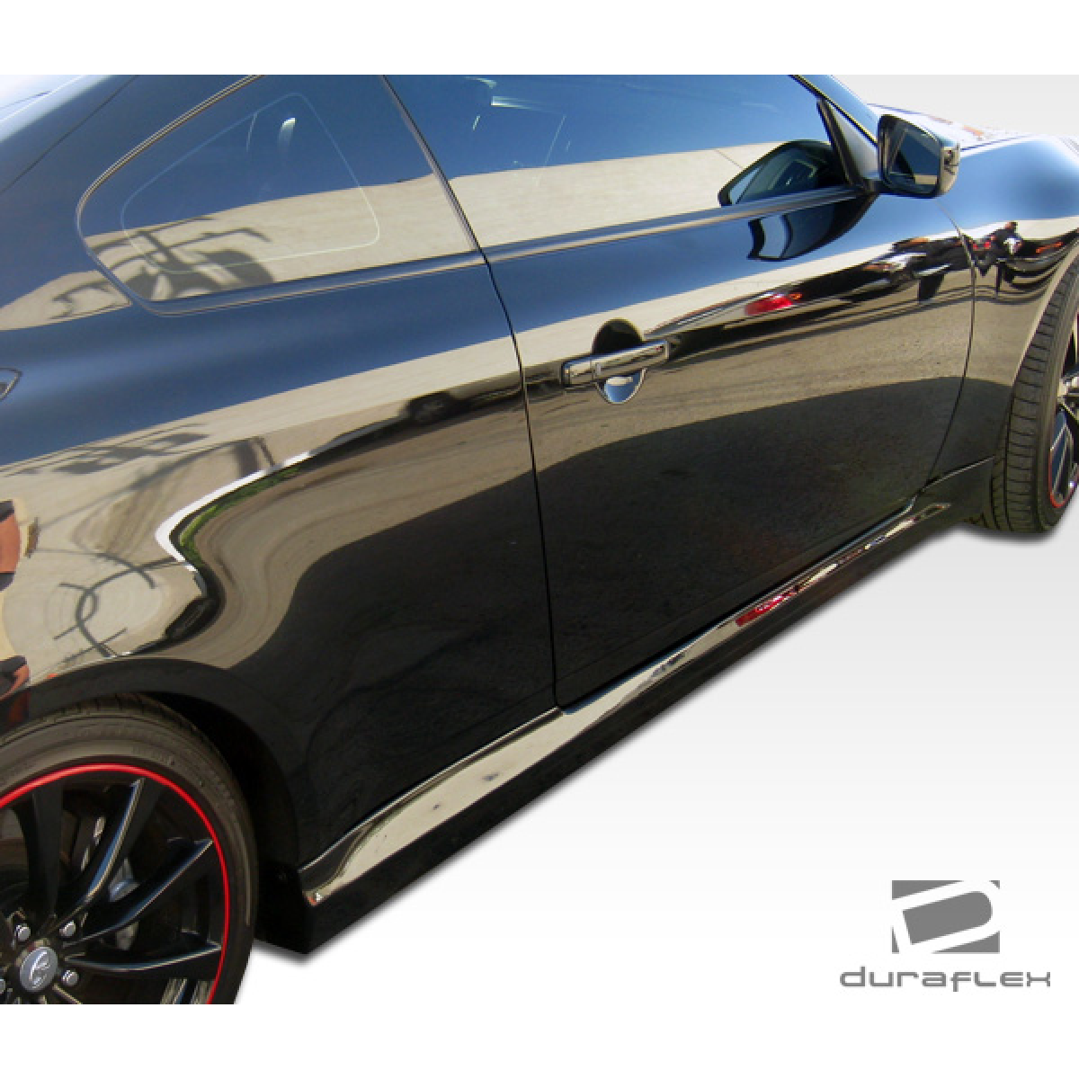 Modify your Infiniti G37 2008 with our Exterior/Complete Body Kits - Side angle view of car door with side skirt