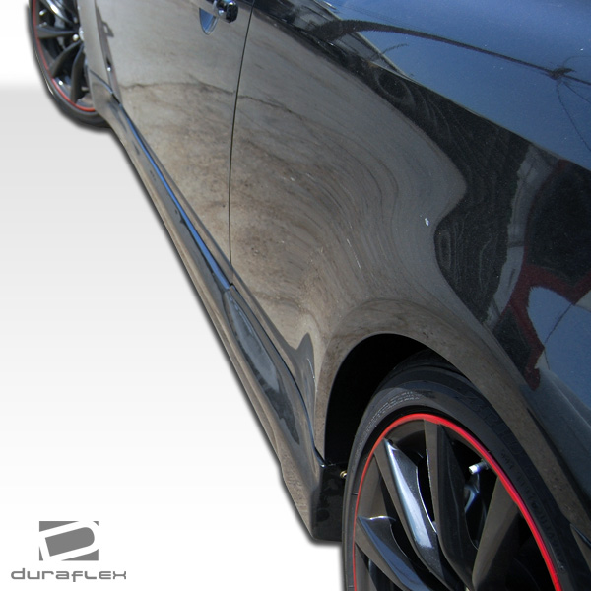 Modify your Infiniti G37 2008 with our Exterior/Complete Body Kits - Side angle view of side skirts on vehicle