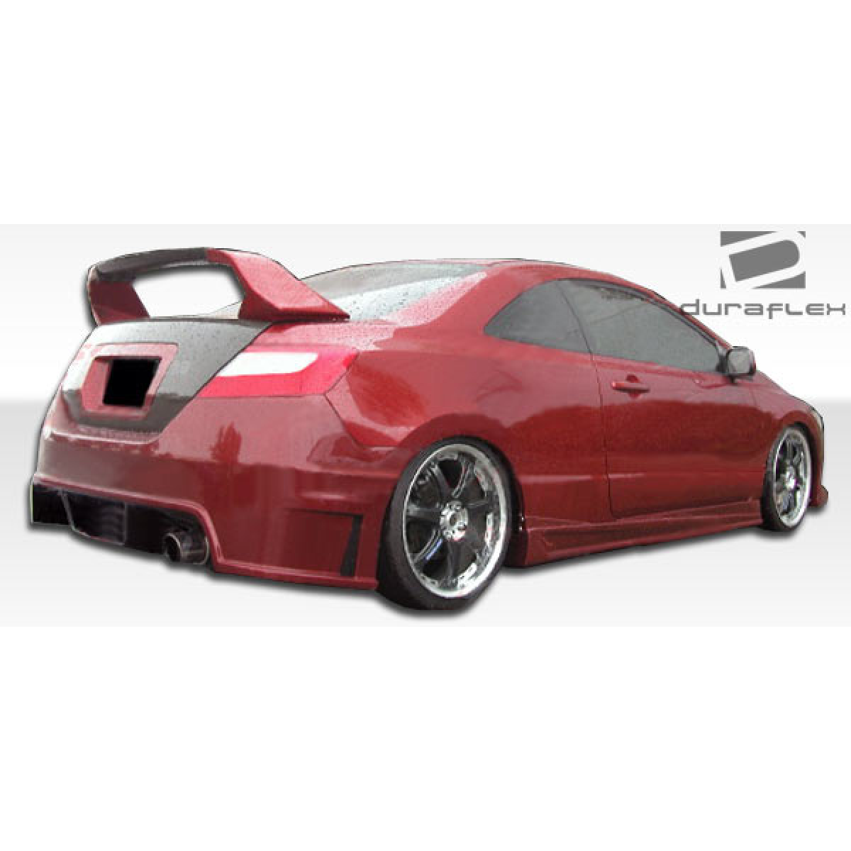 Modify your Honda Civic 2006 with our Exterior/Complete Body Kits - Rear angle view of the Honda Civic showcasing side skirts