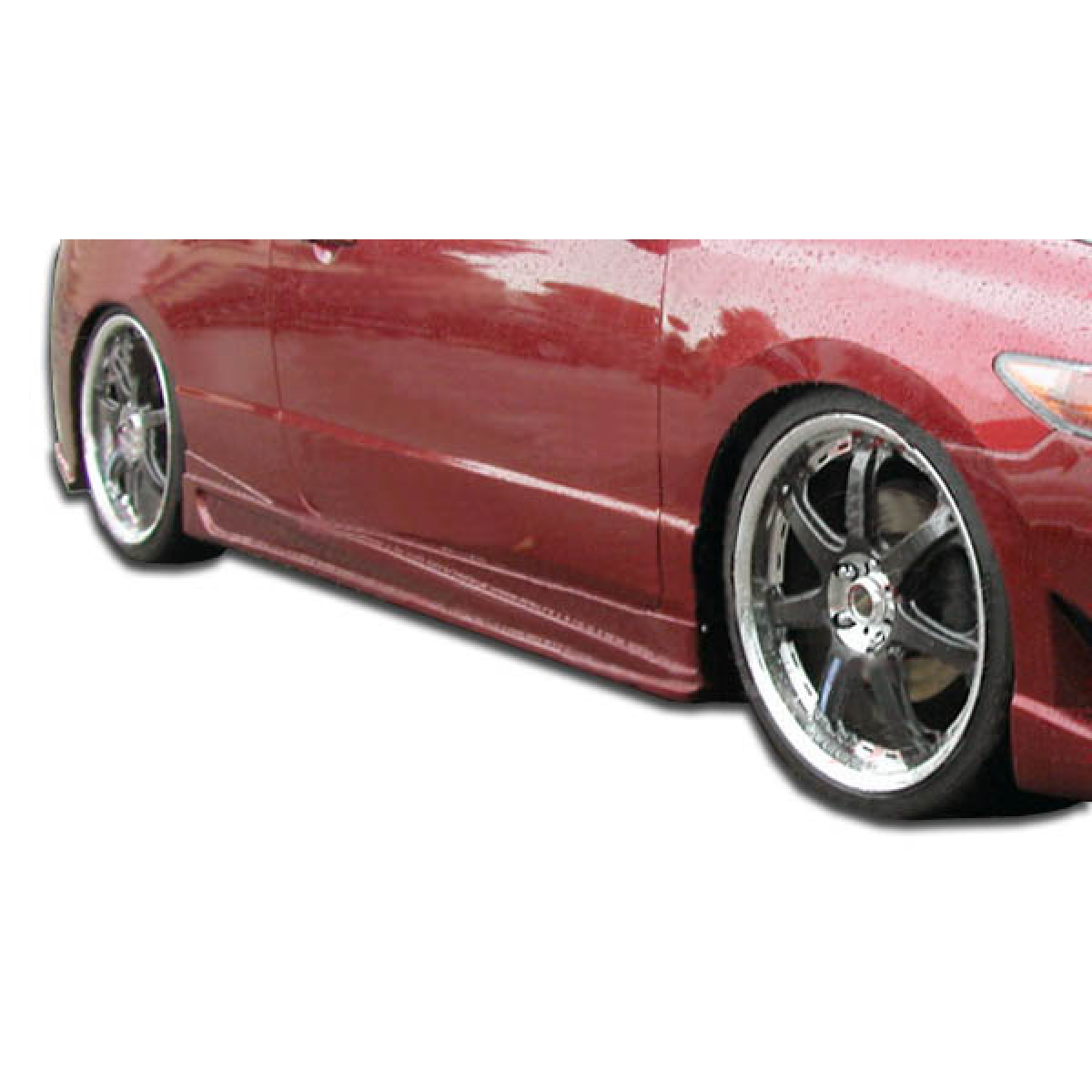 Modify your Honda Civic 2006 with our Exterior/Complete Body Kits - Side angle view of car side skirts