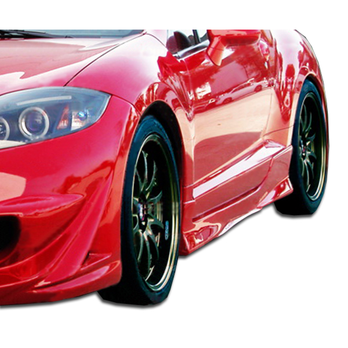 Modify your Mitsubishi Eclipse 2006 with our Exterior/Side Skirts - Front side angle highlighting the skirts design