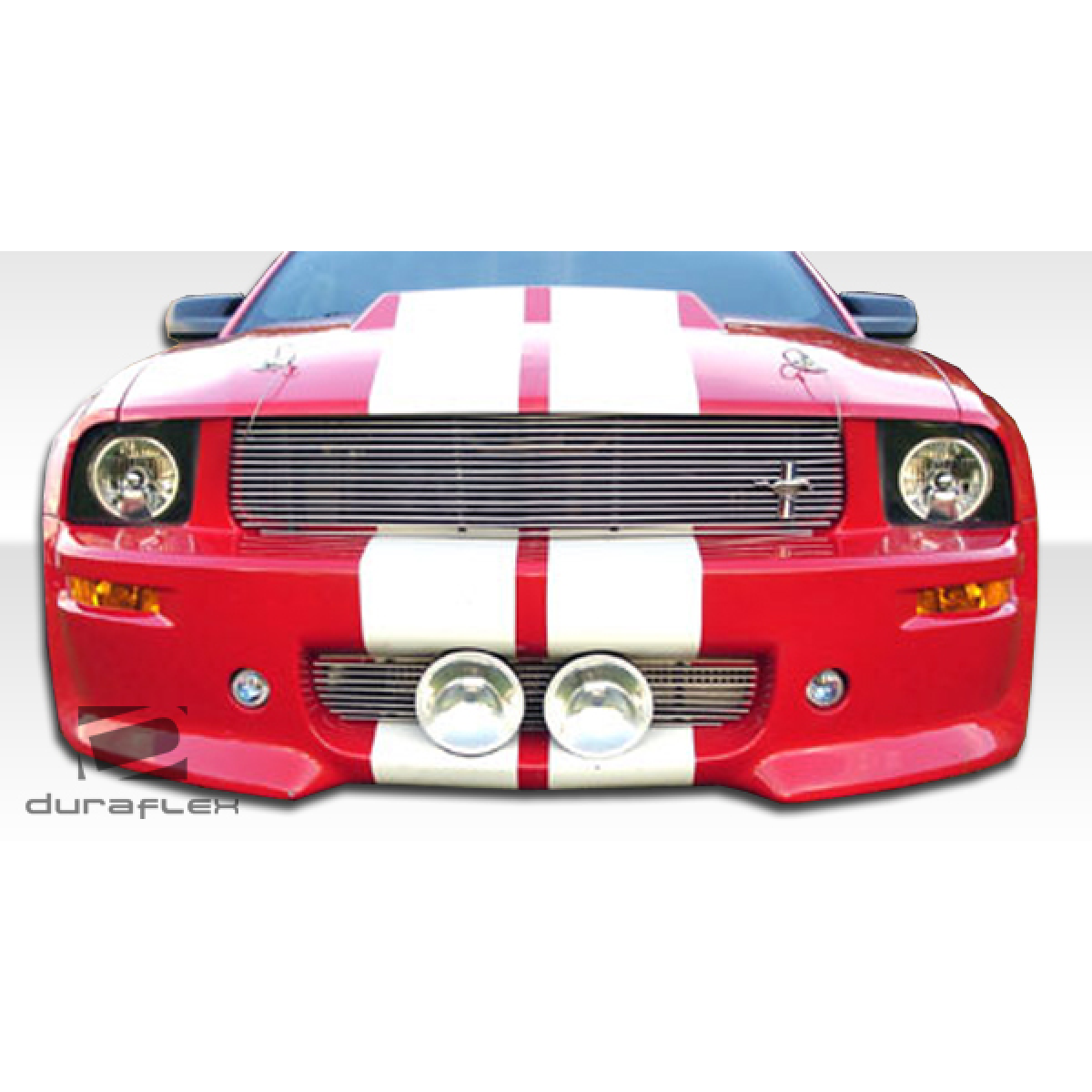 Modify your Ford Mustang 2005 with our Exterior/Complete Body Kits - Frontal view of a red Ford Mustang bumper