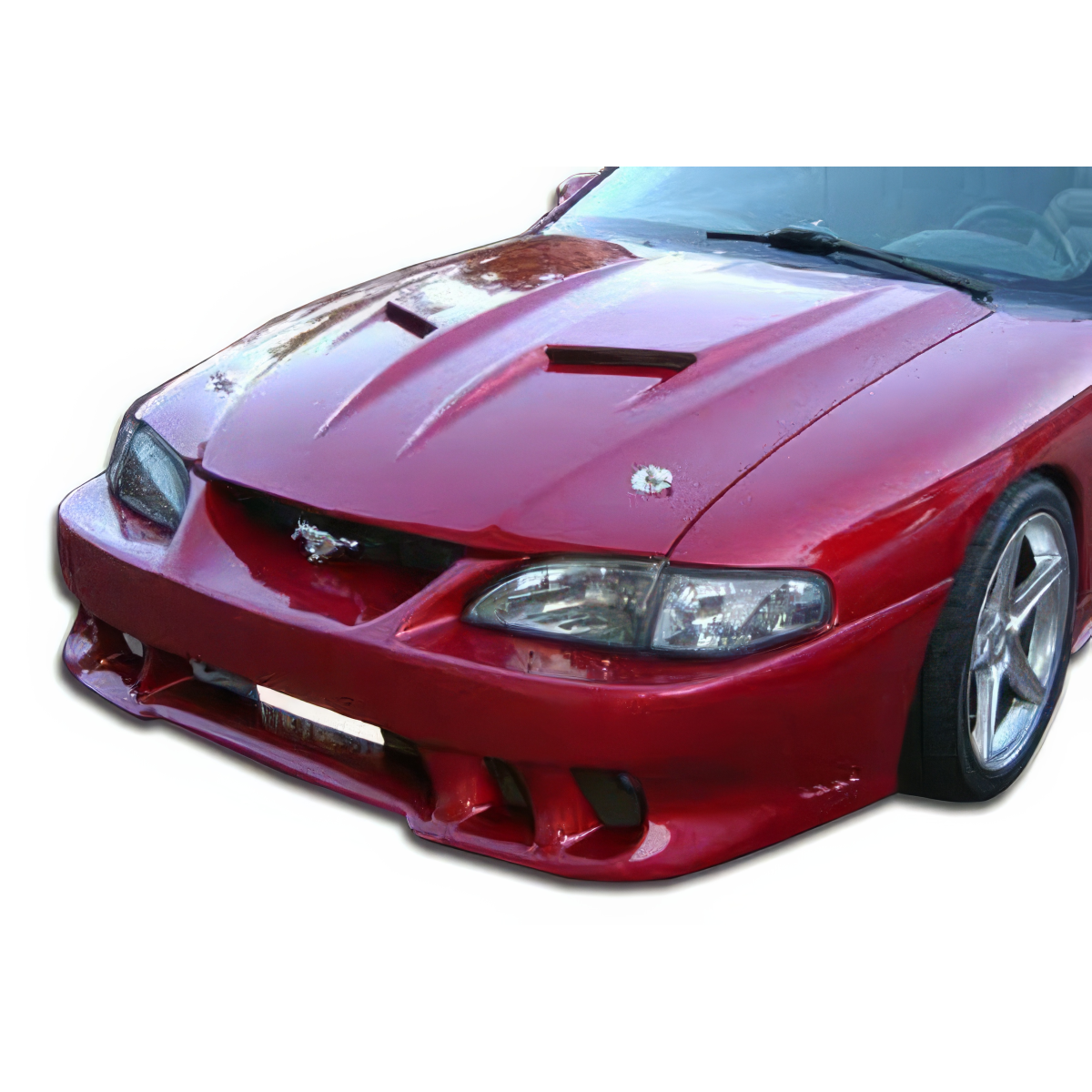 Modify your Ford Mustang 1994 with our Exterior/Hoods - Front three quarter view of car hood
