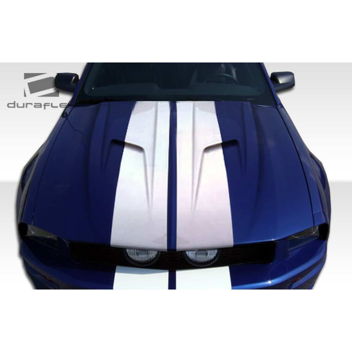 Modify your Ford Mustang 2005 with our Exterior/Hoods - Top down view of the Mustang hood at an angle