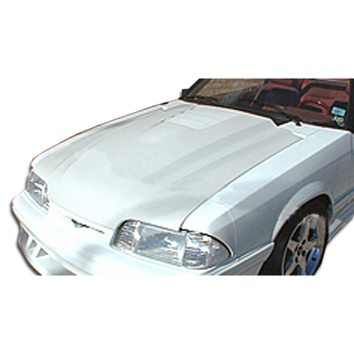 Modify your Ford Mustang 1987 with our Exterior/Hoods - Viewed from slightly above and angled towards front