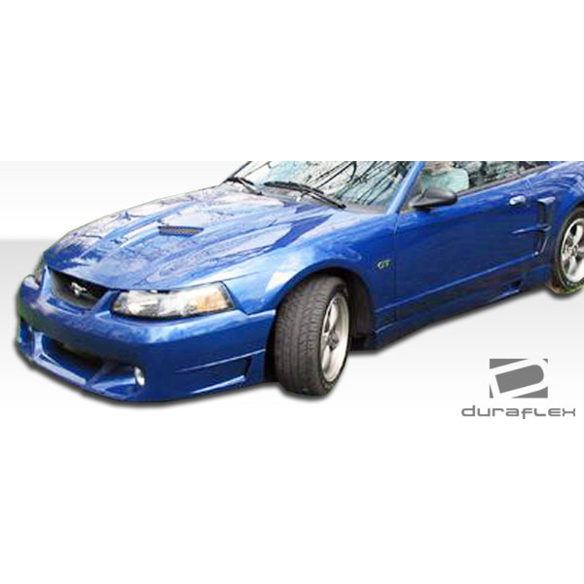 Modify your Ford Mustang 1999 with our Exterior/Front Bumpers or Lips - Front angle view of a modified blue mustang