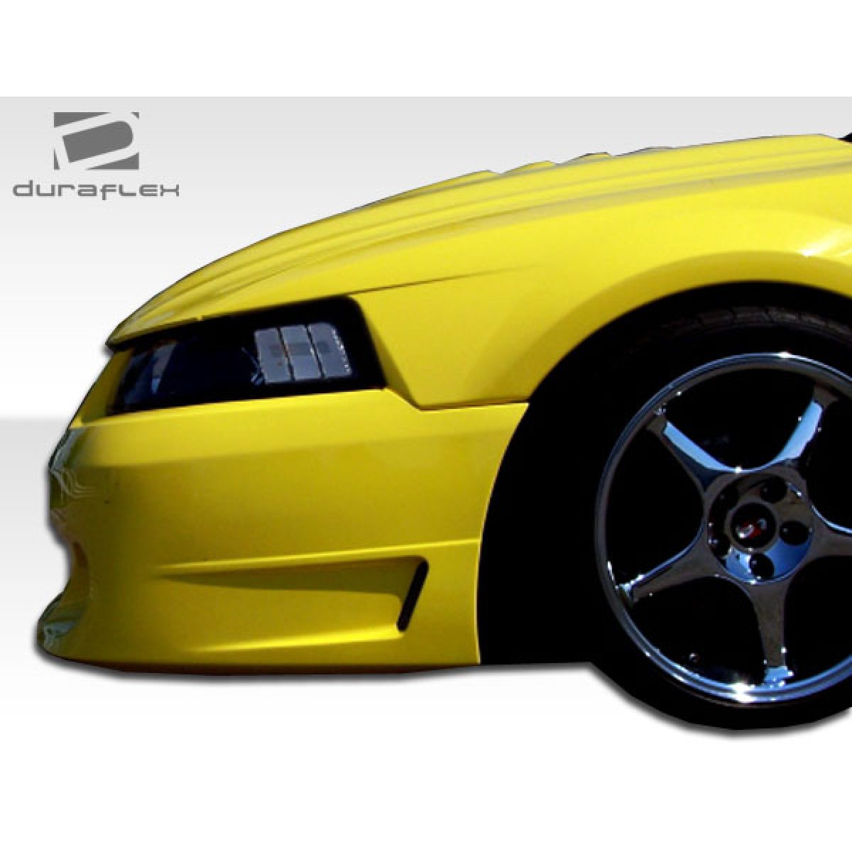 Modify your Ford Mustang 1999 with our Exterior/Front Bumpers or Lips - Front angle view of yellow Ford Mustang bumper