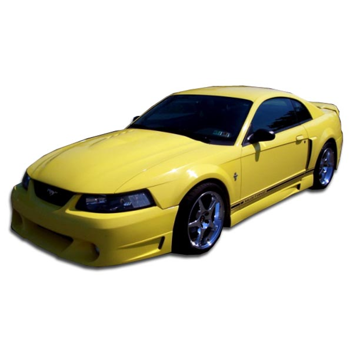 Modify your Ford Mustang 1999 with our Exterior/Side Skirts - Viewed at a slight front angle