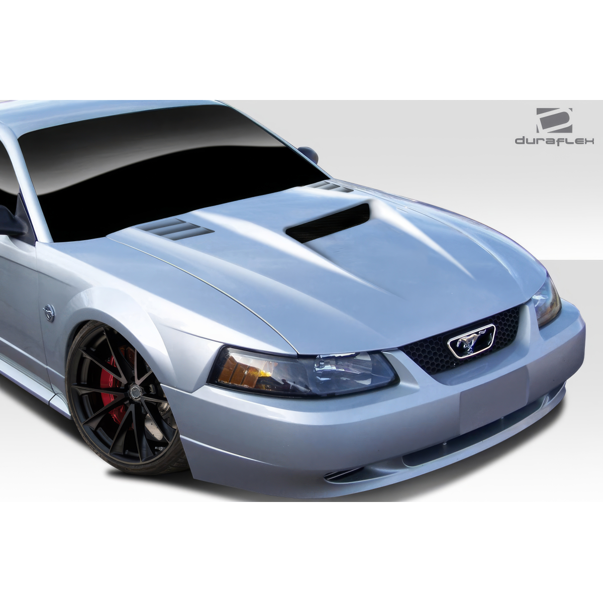 Modify your Ford Mustang 1999 with our Exterior/Hoods - Front angle showcasing the hood design