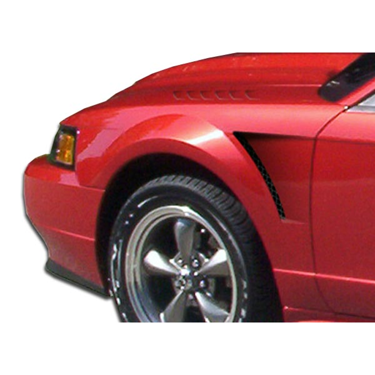 Modify your Ford Mustang 1999 with our Exterior/Fenders - Front quarter panel angle display on a red Mustang