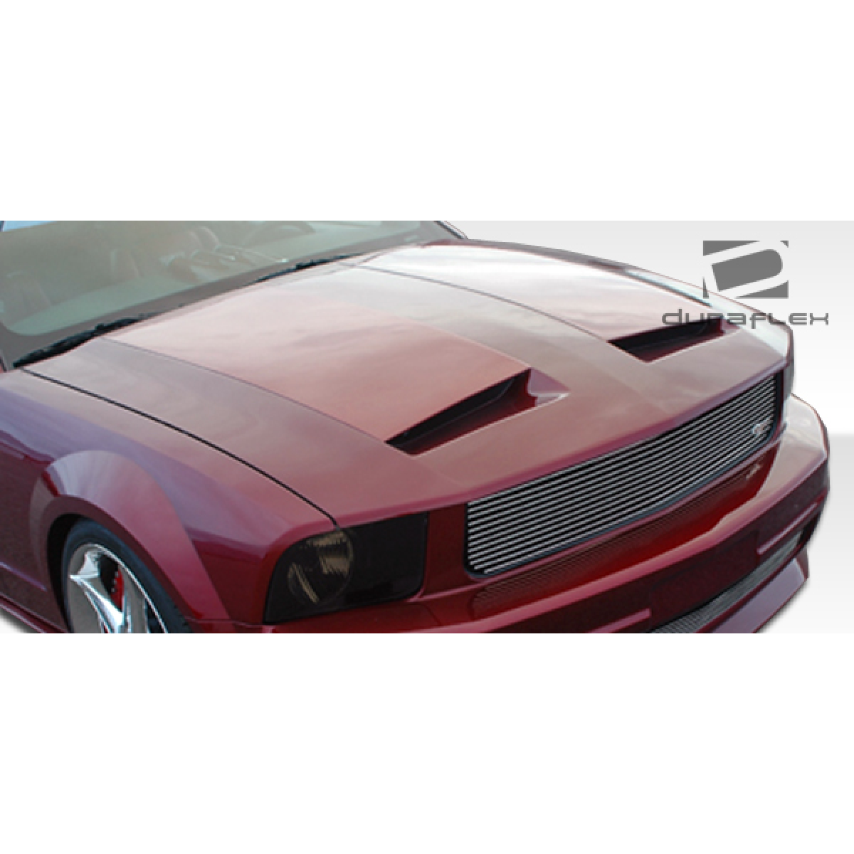 Modify your Ford Mustang 2005 with our Exterior/Hoods - Front angle showing the hood design clearly