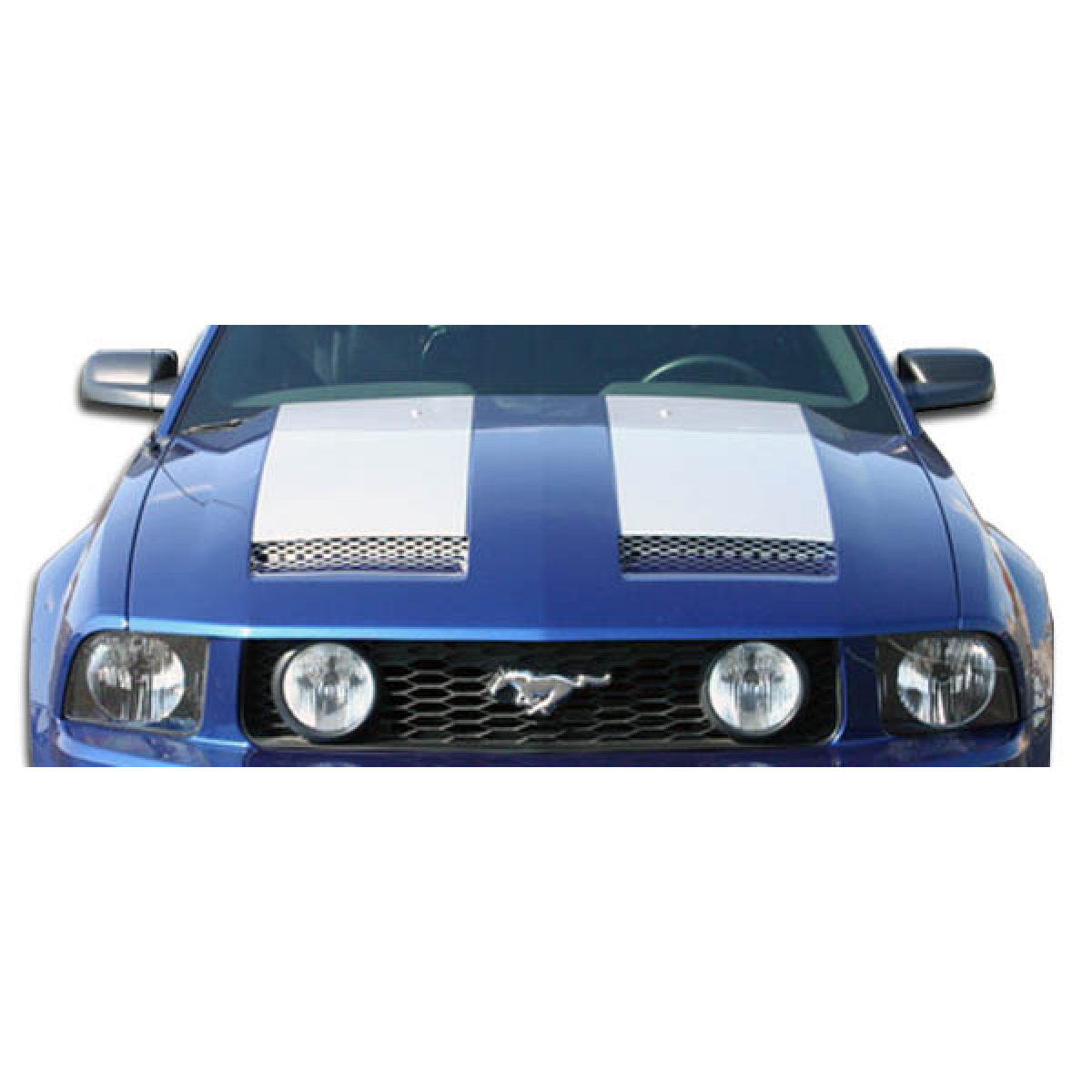 Modify your Ford Mustang 2005 with our Exterior/Hoods - Front view of the vehicle hood design