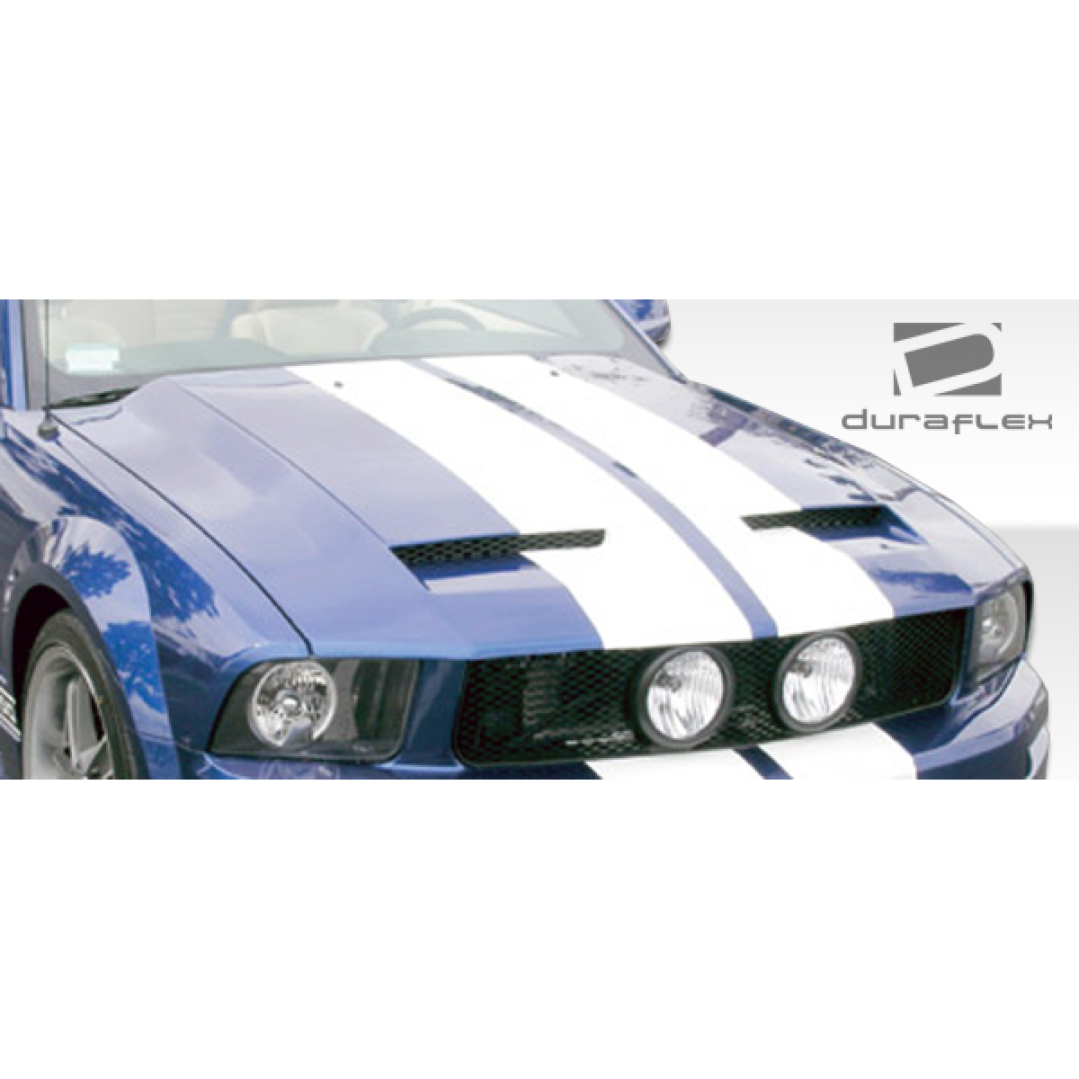 Modify your Ford Mustang 2005 with our Exterior/Hoods - Top down view of the hood at a slight angle