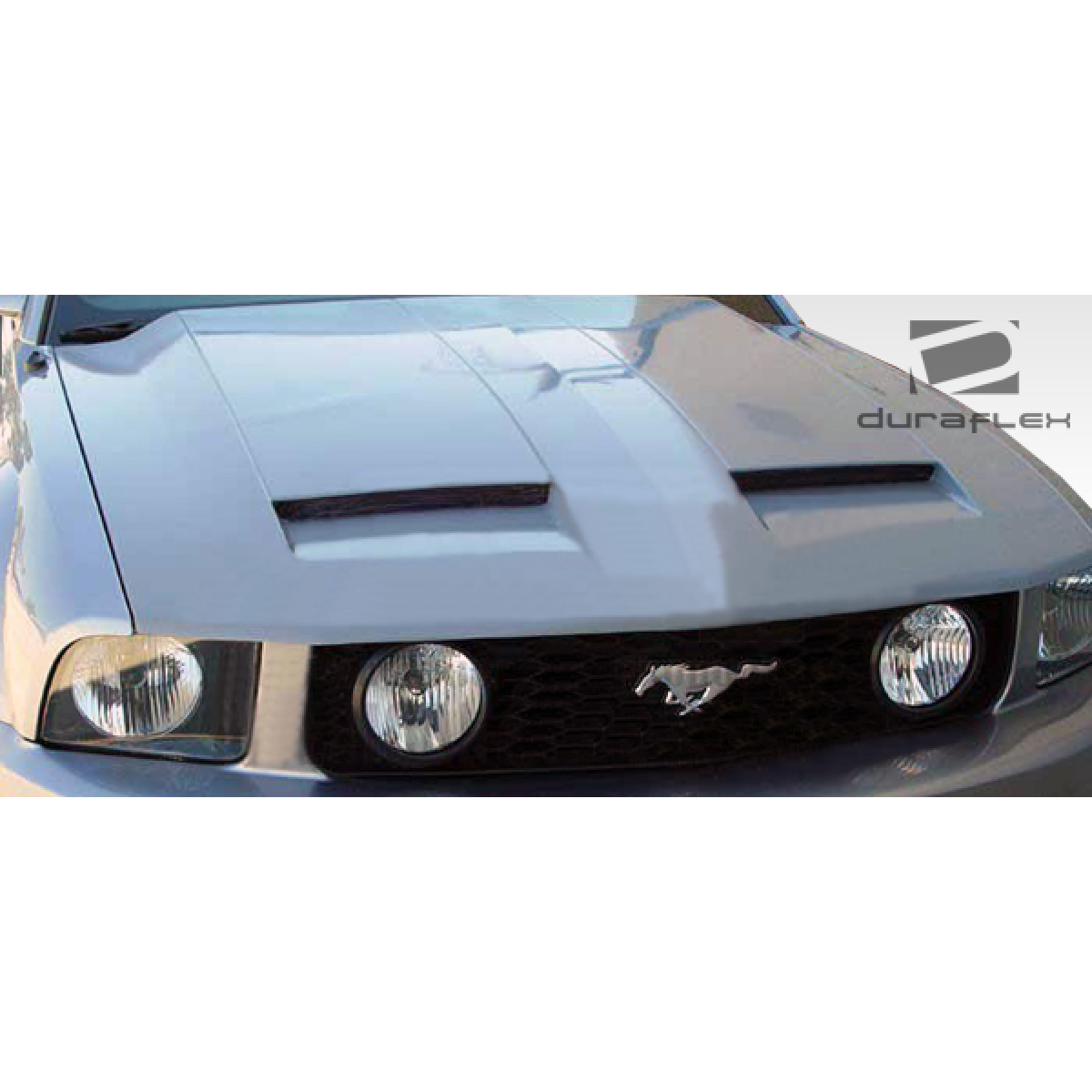 Modify your Ford Mustang 2005 with our Exterior/Hoods - Viewed from the front at a slight angle