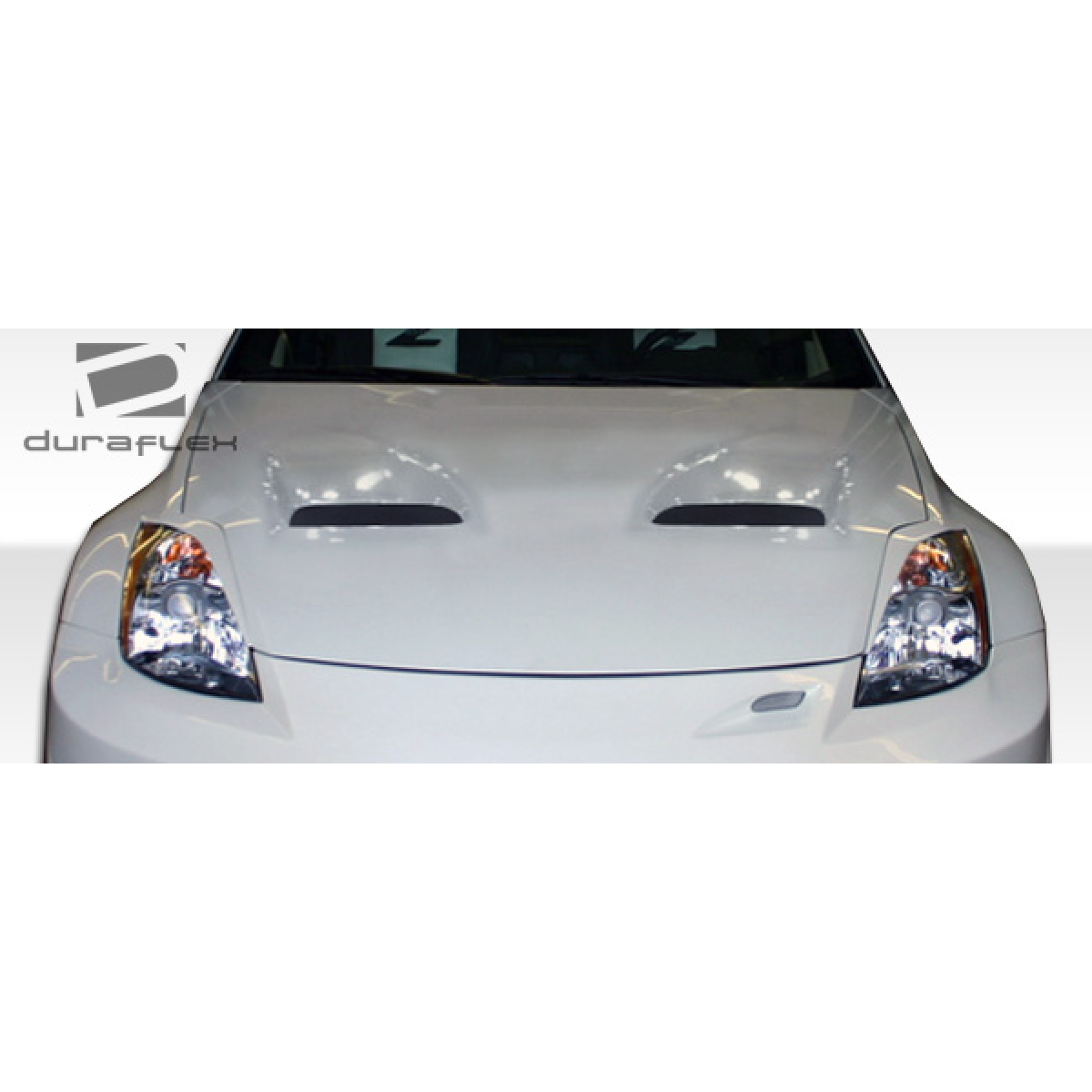 Modify your Nissan 350Z 2003 with our Exterior/Hoods - Front view of the hood at a straight angle