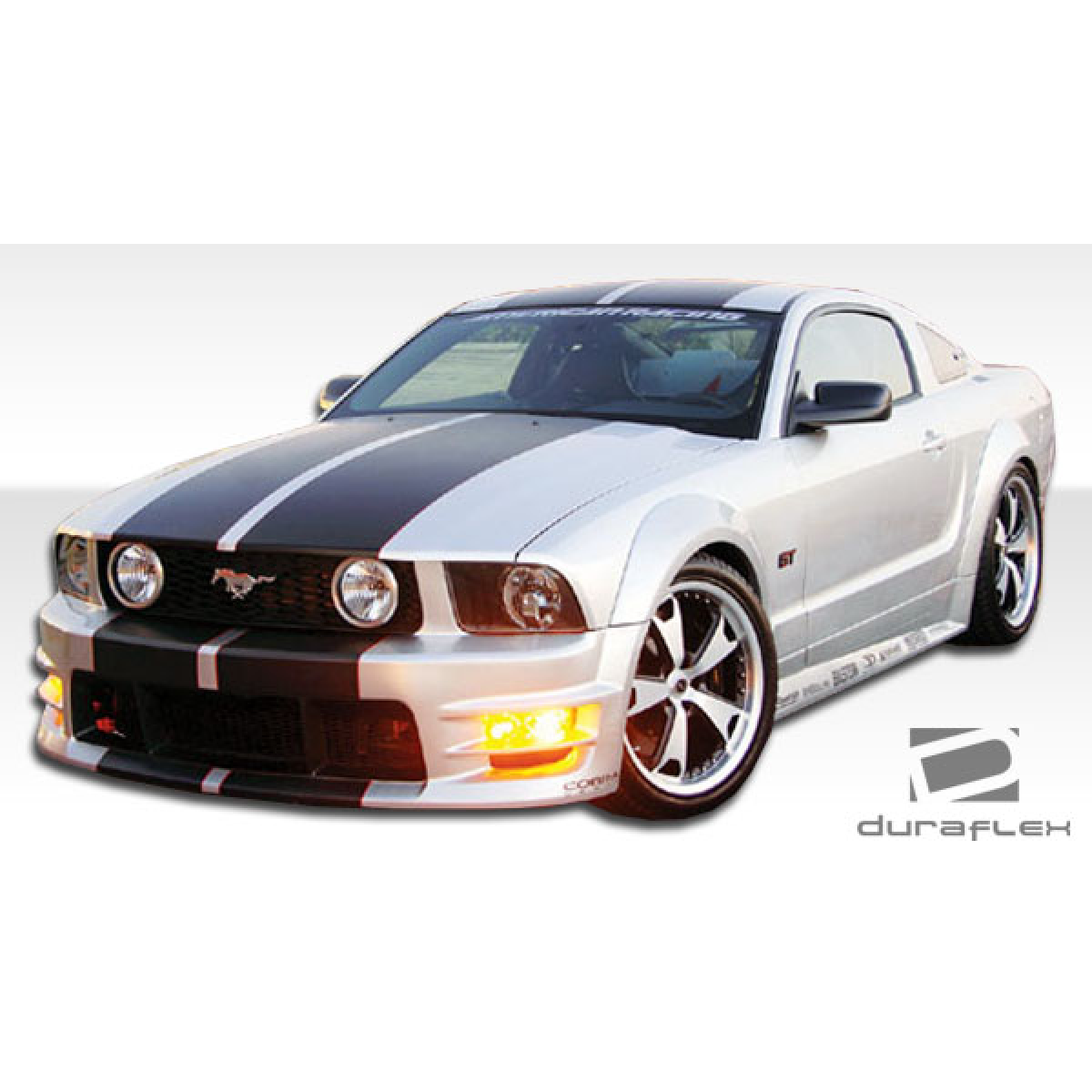 Modify your Ford Mustang 2005 with our Exterior/Side Skirts - Front three quarter angle of a modified Mustang