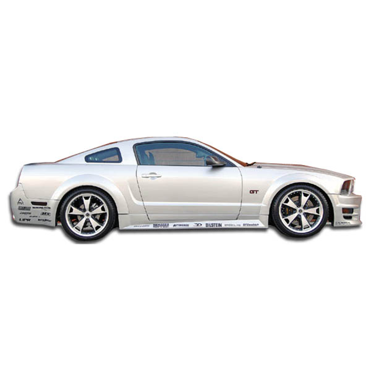 Modify your Ford Mustang 2005 with our Exterior/Side Skirts - Side angle view of vehicle showing exterior part