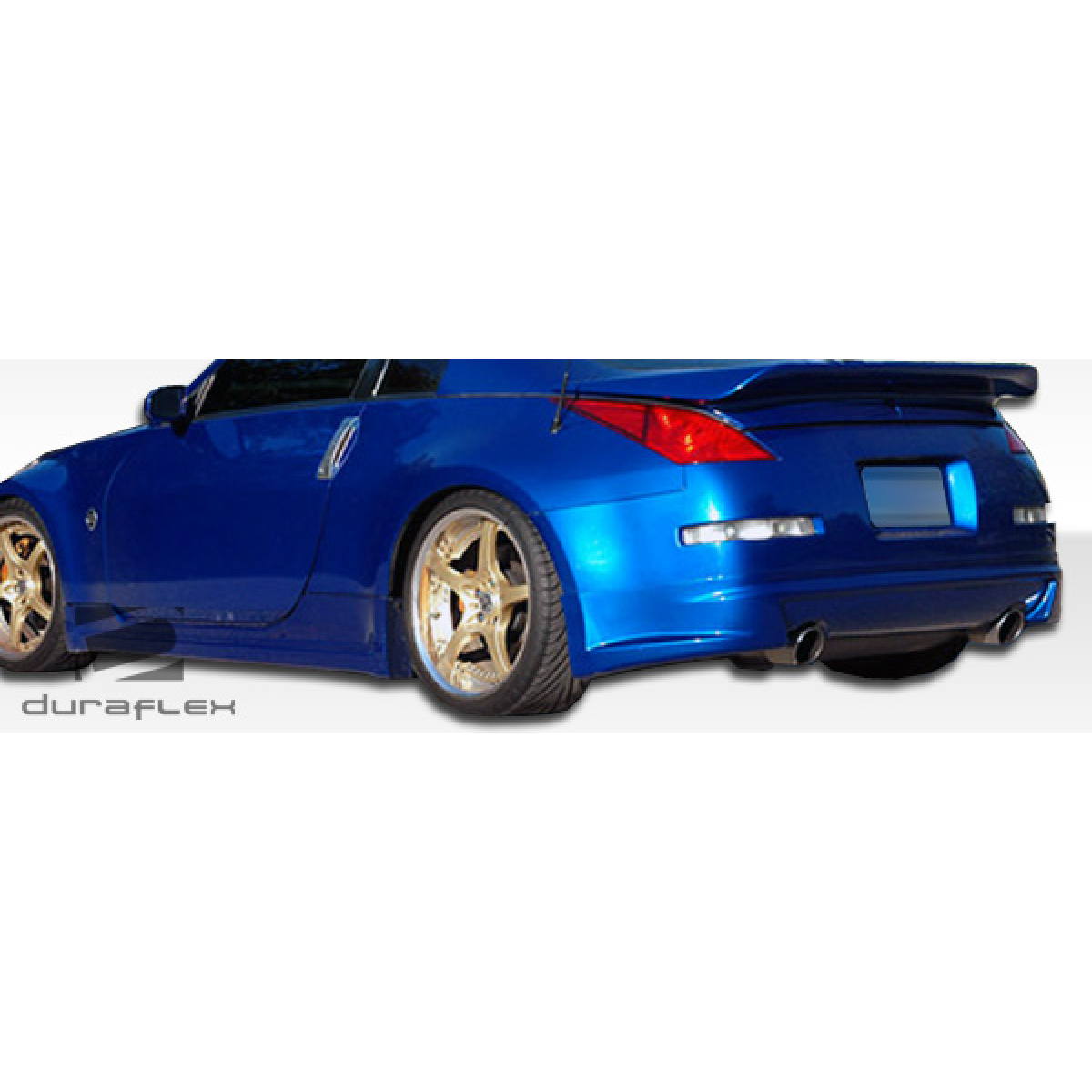 Modify your Nissan 350Z 2003 with our Exterior/Complete Body Kits - Rear angle view of a blue Nissan 350Z