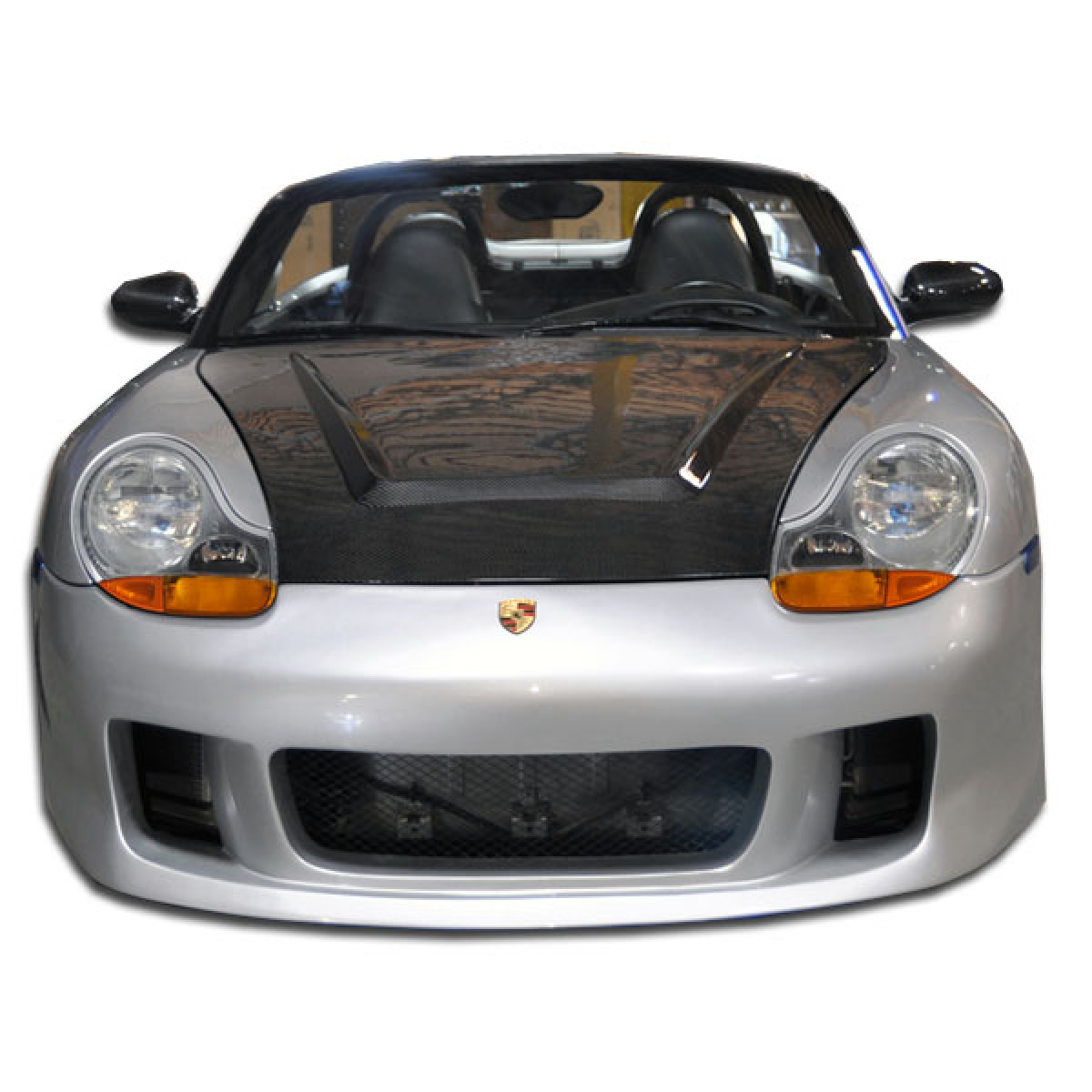 Modify your Porsche Boxster 1997 with our Exterior/Complete Body Kits - Front view of Porsche 911 at eye level angle