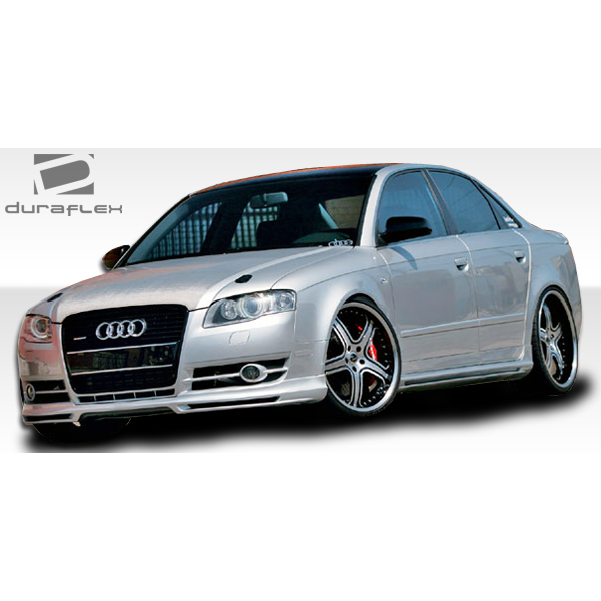 Modify your Audi A4 2002 with our Exterior/Side Skirts - Angle shows side profile of the vehicle clearly