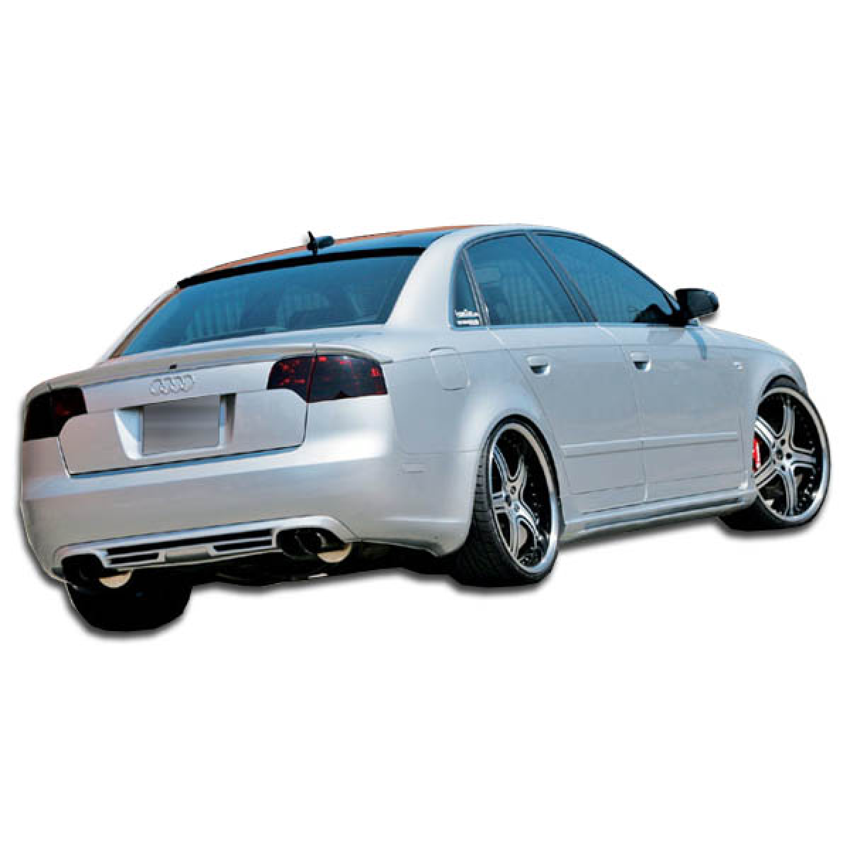 Modify your Audi A4 2002 with our Exterior/Side Skirts - The image shows the vehicle from a rear three quarter angle