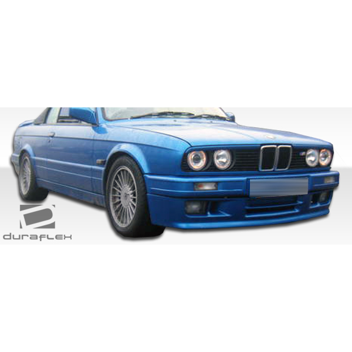 Modify your BMW 3-Series 1988 with our Exterior/Complete Body Kits - Angled front view of a blue BMW 3 Series E30