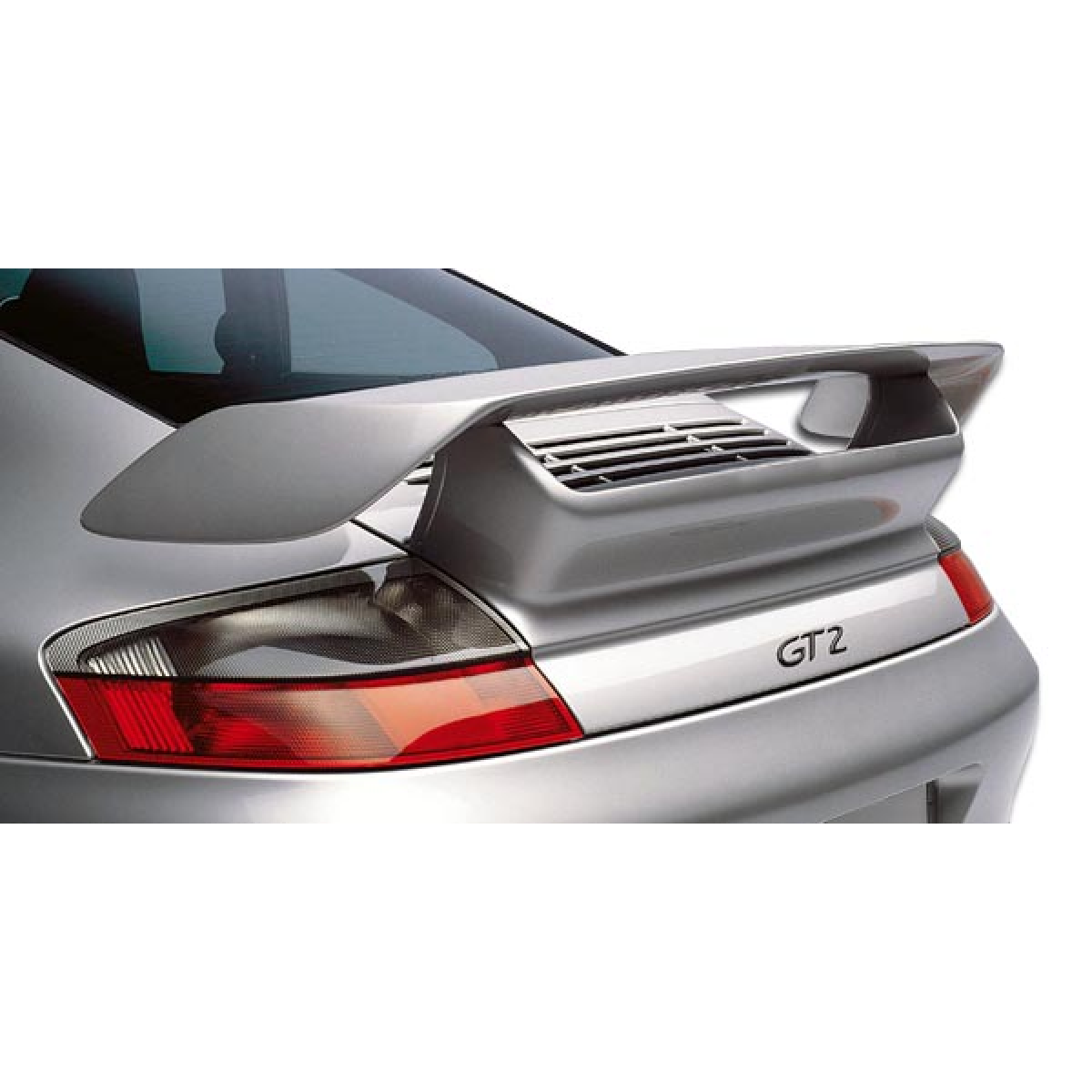 Modify your Porsche 911 1999 with our Exterior/Wings - Rear view angle of the vehicle wing and spoiler