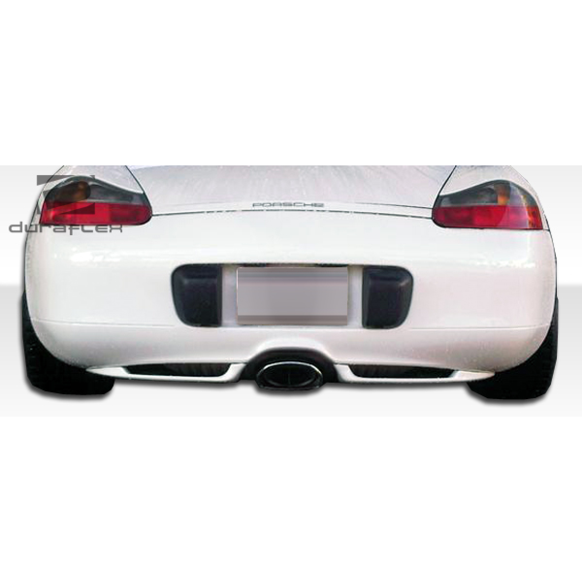 Modify your Porsche Boxster 1997 with our Exterior/Rear Bumpers or Lips - Rear view angle of a white Porsche Boxster