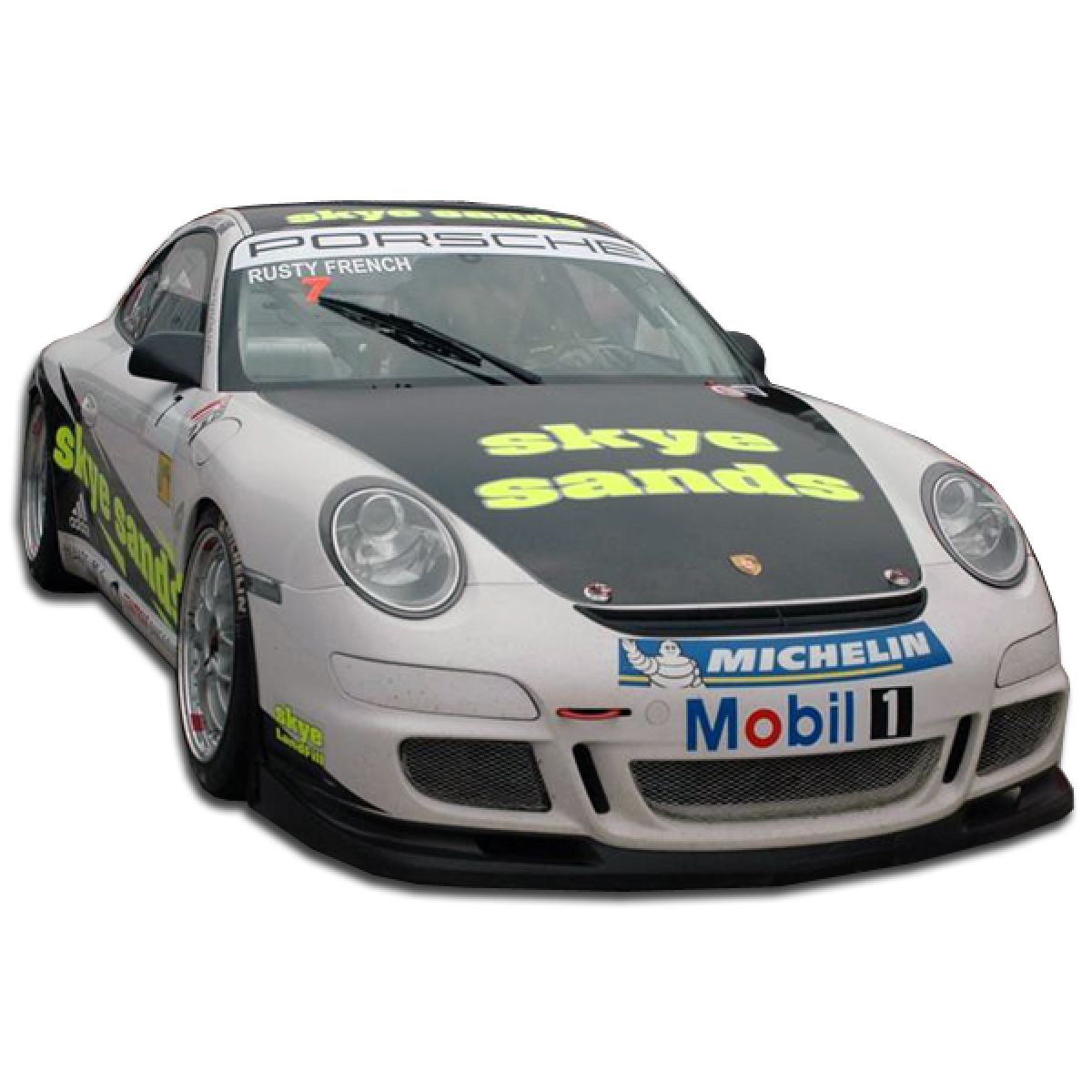 Modify your Porsche 911 2005 with our Exterior/Front Bumpers or Lips - Front angle view of a Porsche 911 race car