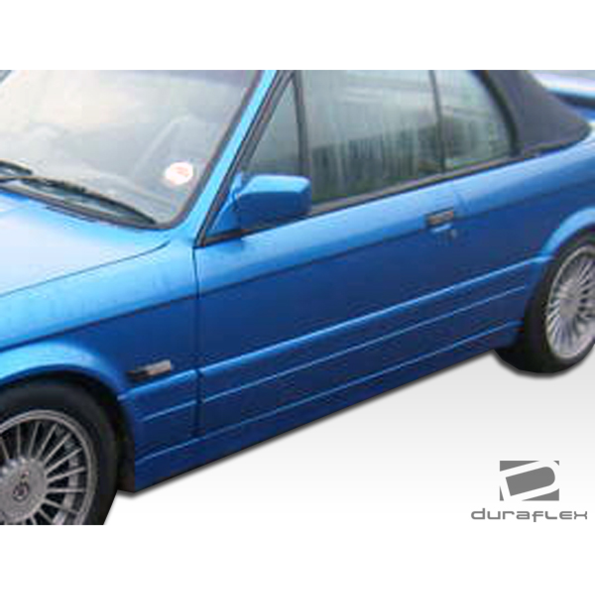 Modify your BMW 3-Series 1988 with our Exterior/Complete Body Kits - Side angle of a blue BMW E30 2DR car