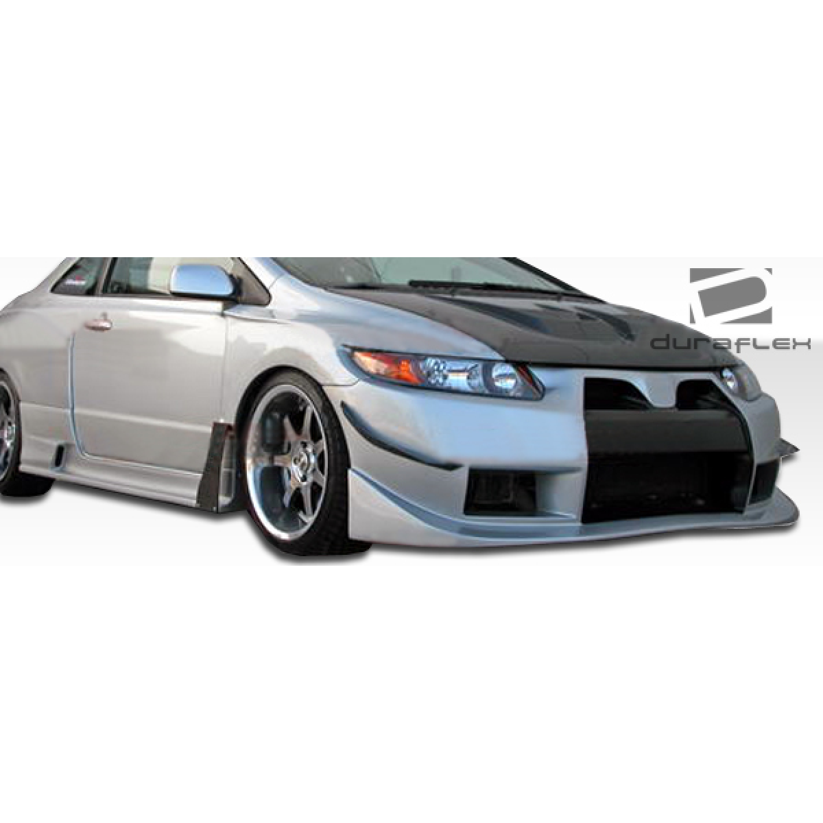 Modify your Honda Civic 2006 with our Exterior/Complete Body Kits - Frontal angle with low perspective showing body kit