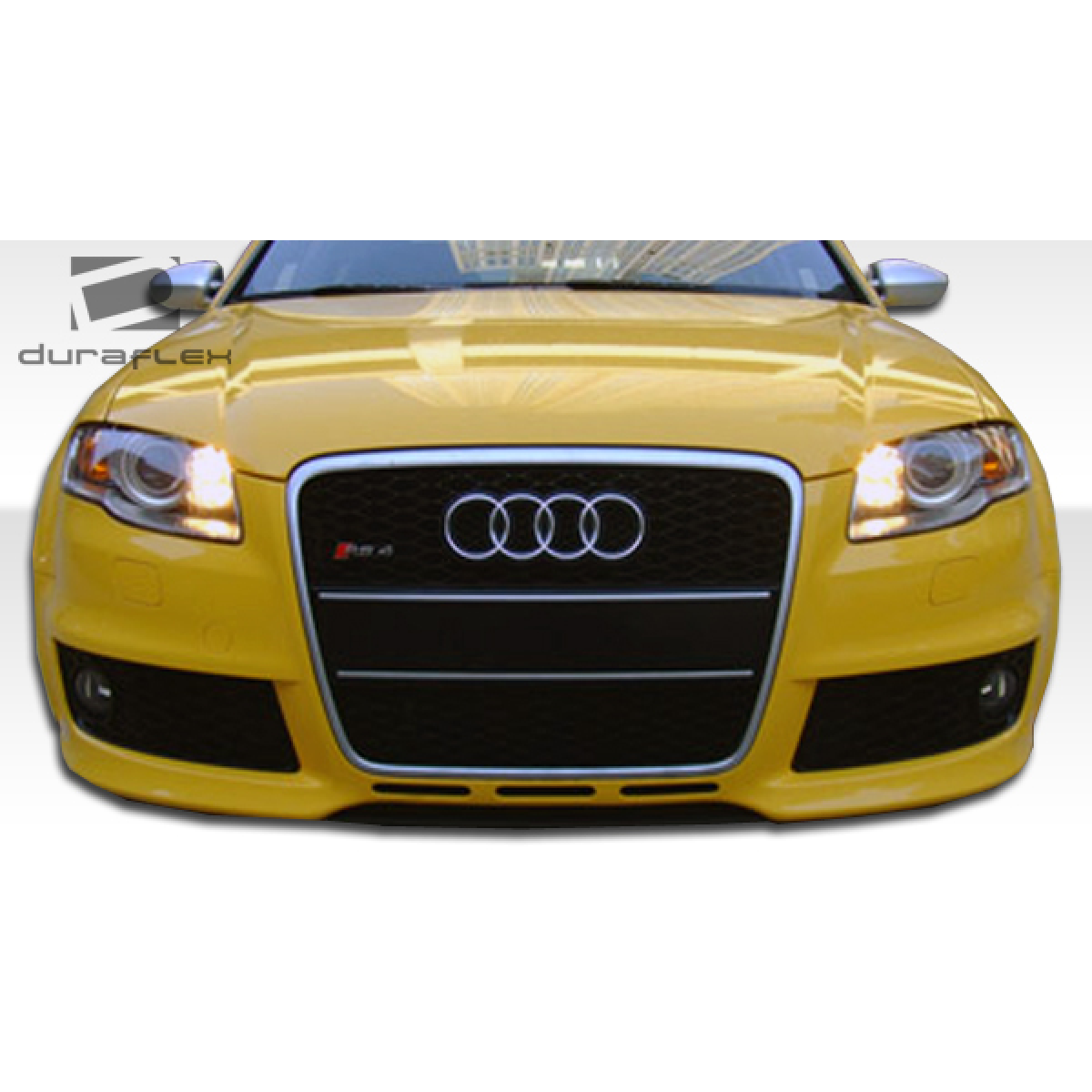 Modify your Audi A4 2006 with our Exterior/Front Bumpers or Lips - Front angle view of yellow Audi A4 S4 B7