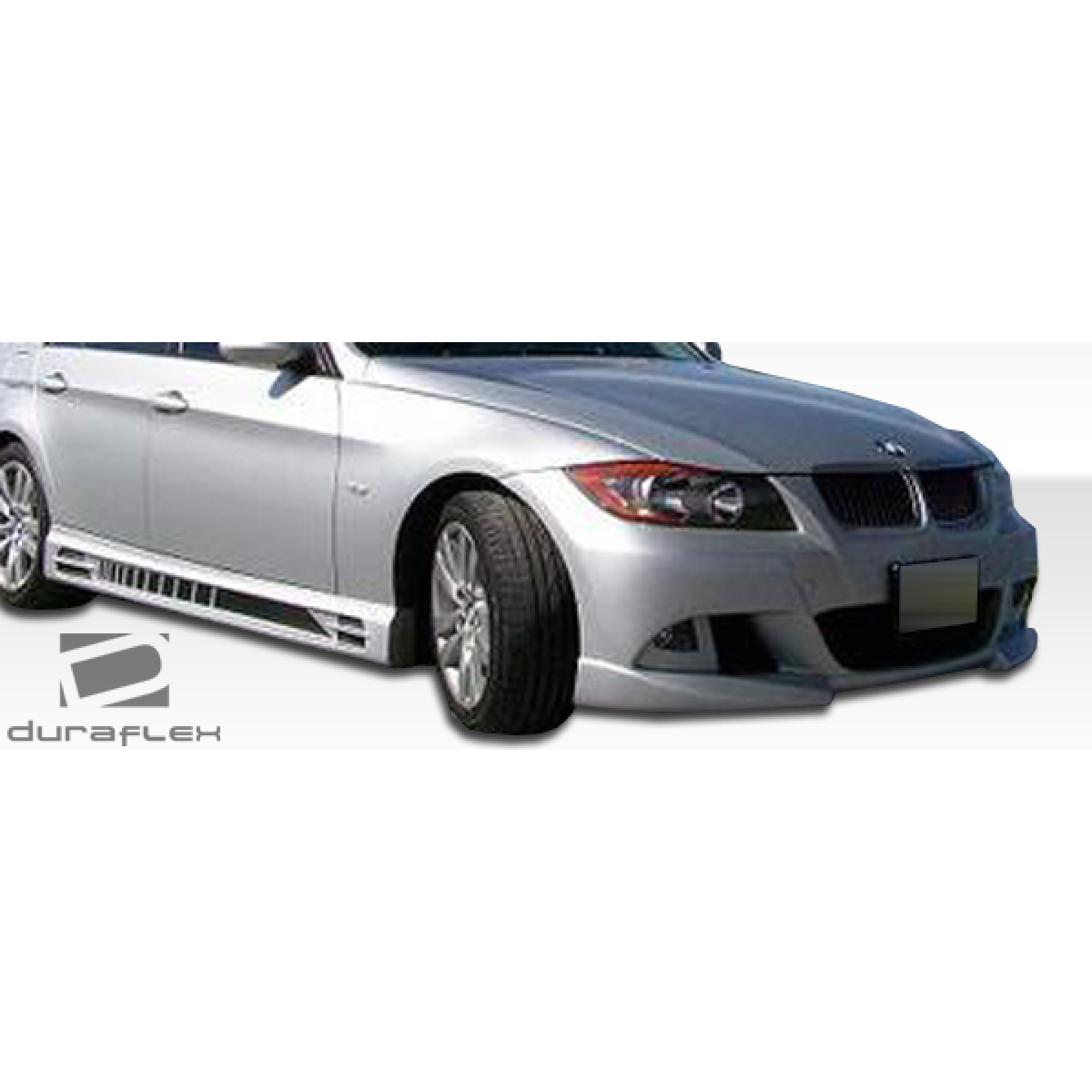 Modify your BMW 3-Series 2006 with our Exterior/Side Skirts - Frontal angle view of side skirts on vehicle