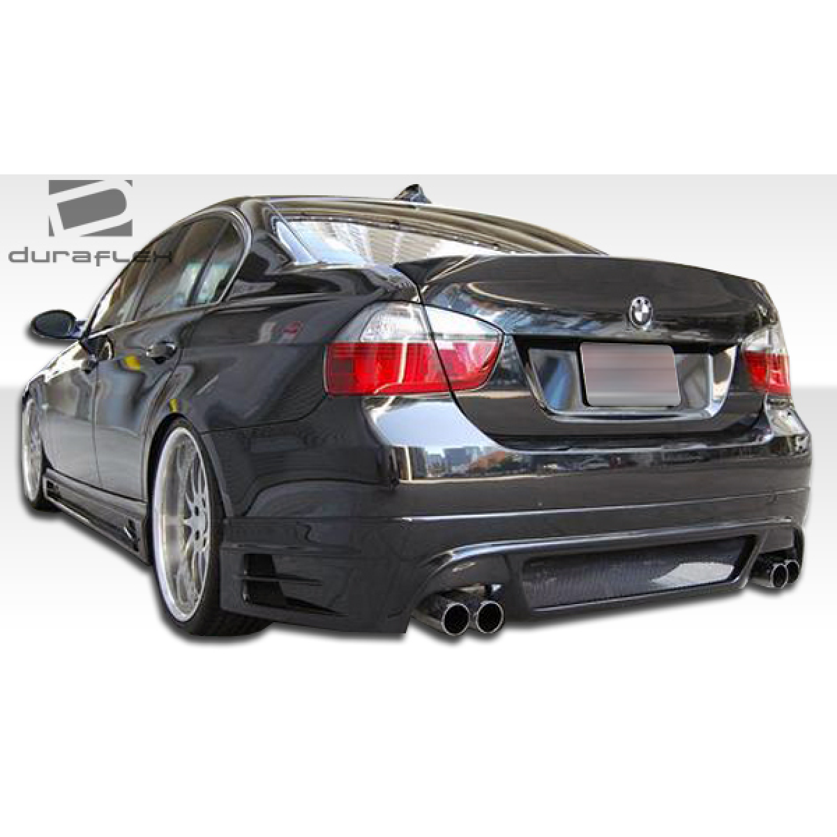 Modify your BMW 3-Series 2006 with our Exterior/Side Skirts - Rear view at a slight angle from the passenger side