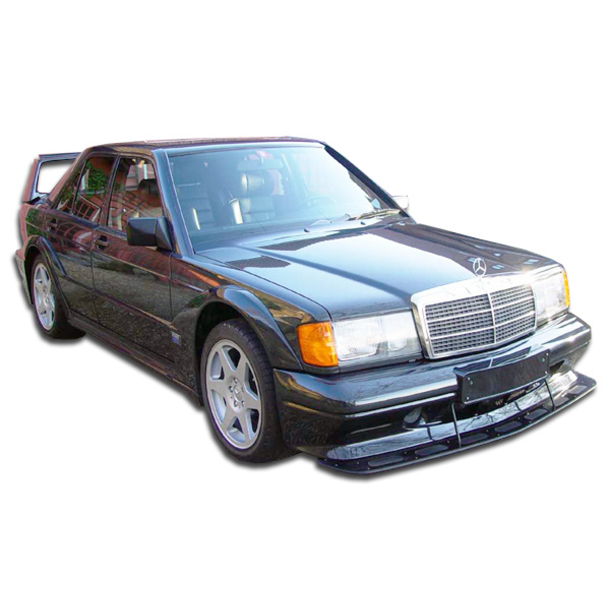 Modify your Mercedes-Benz 190 1984 with our Exterior/Complete Body Kits - Front view of a car at a slight angle