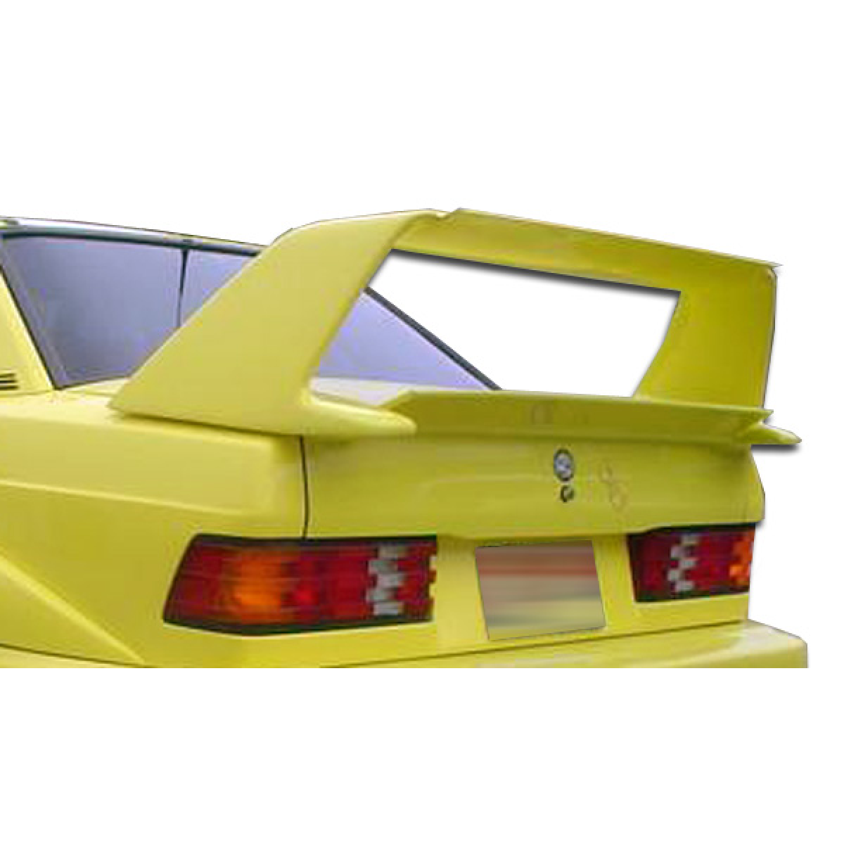 Modify your Mercedes-Benz 190 1984 with our Exterior/Wings - Rear view angle focusing on the spoiler design