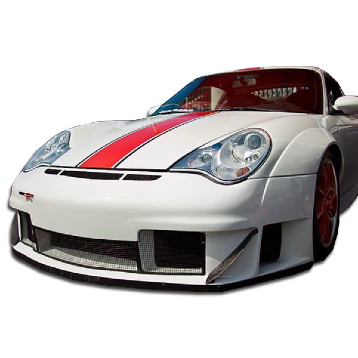 Modify your Porsche 911 2002 with our Exterior/Front Bumpers - Front angle of the vehicle showing the bumper style