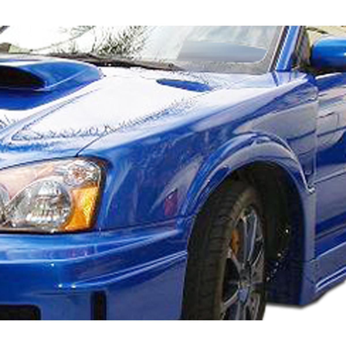 Modify your Subaru Impreza 2004 with our Exterior/Fenders - Front view angle of blue Subaru Impreza fender