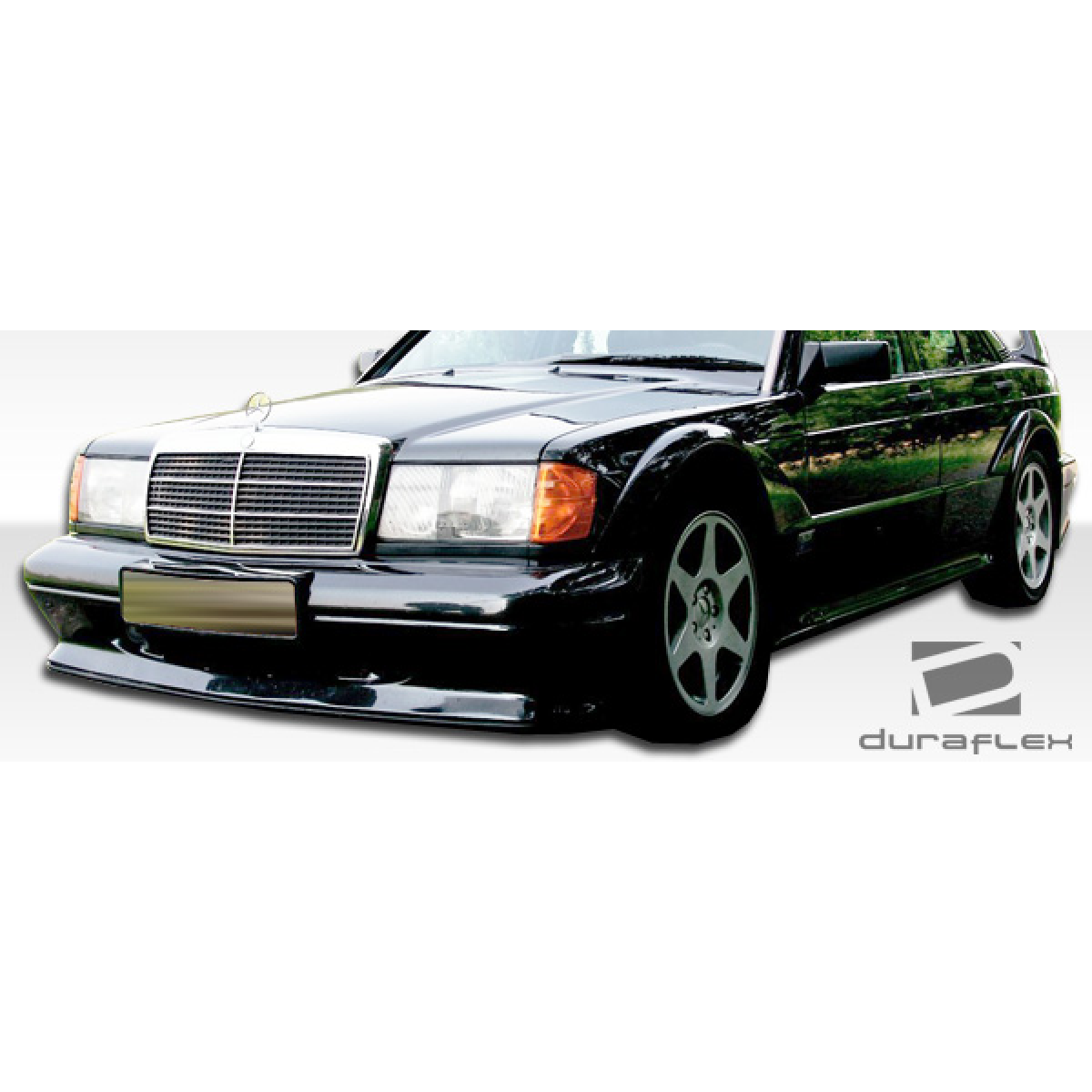 Modify your Mercedes-Benz 190 1984 with our Exterior/Complete Body Kits - Front angle view showcasing body kit design