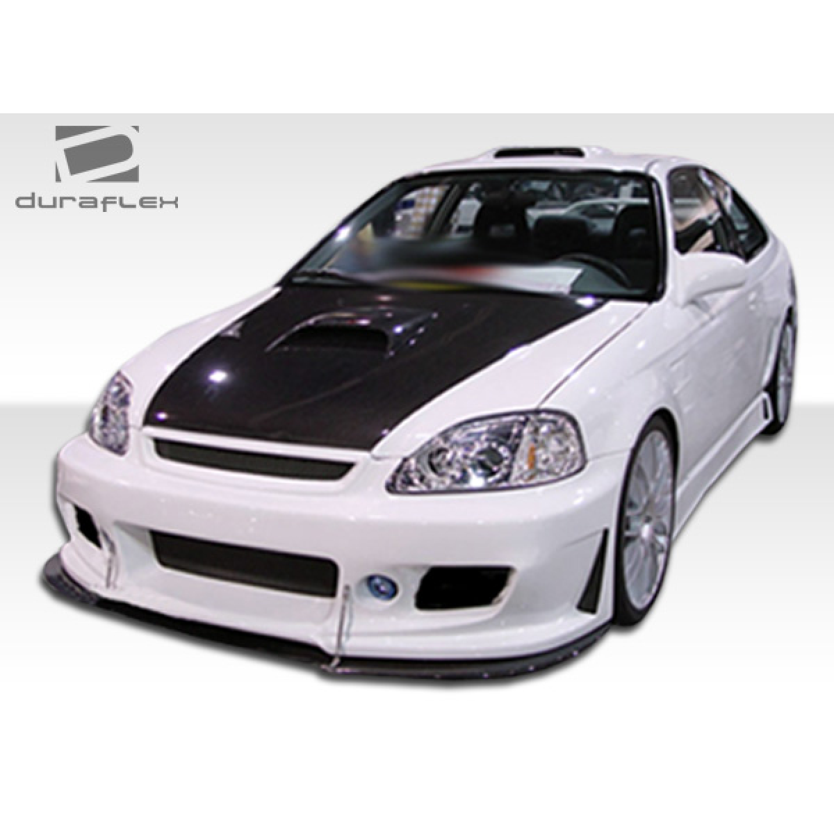 Modify your Honda Civic 1996 with our Exterior/Side Skirts - Front angle view of the car showing side skirts